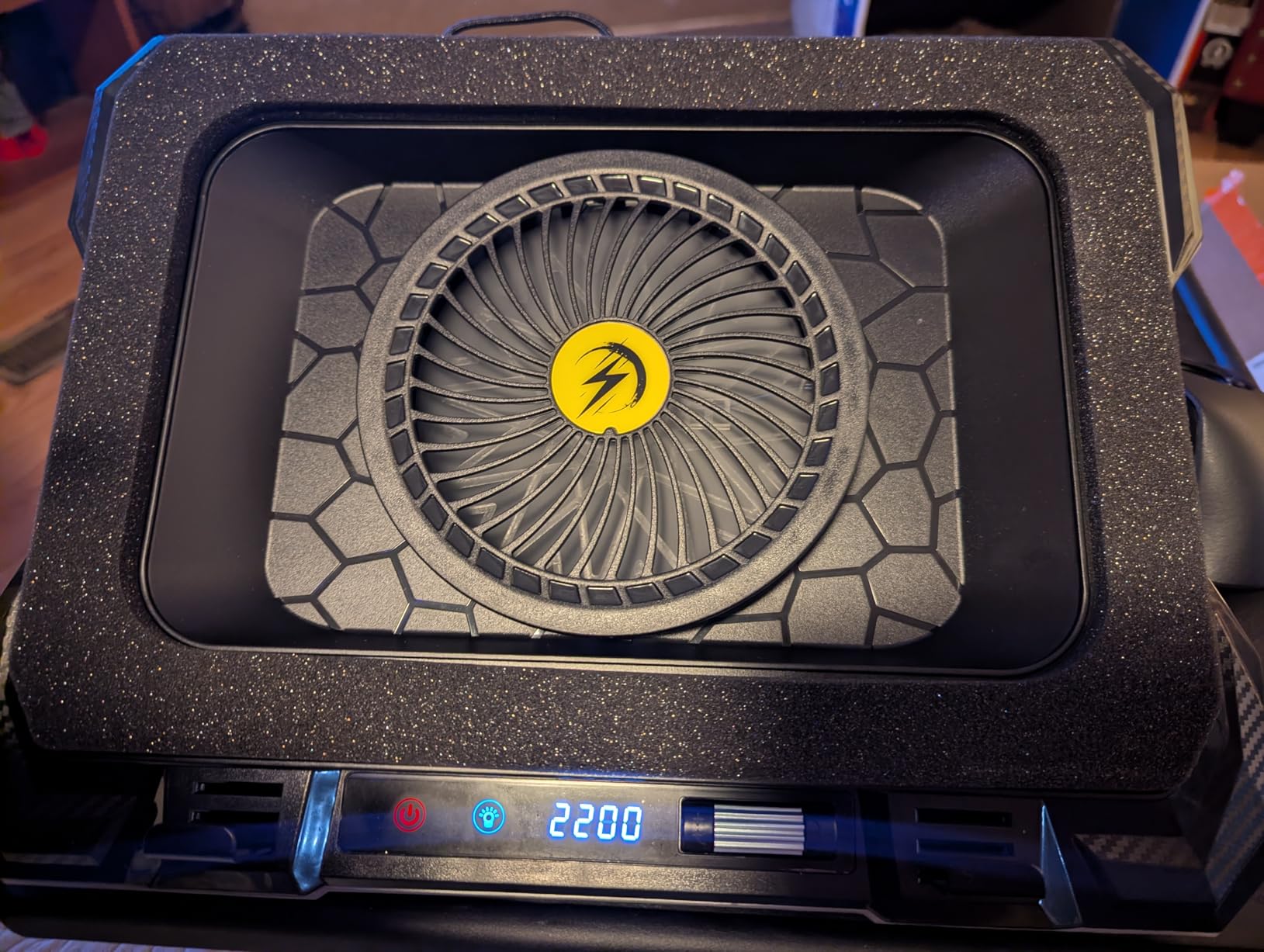 ChillCore Laptop Cooling Pad, RGB Lights Laptop Cooler 9 Fans for 15.6-19.3 Inch Laptops, Gaming Laptop Fan Cooling Pad with 8 Height Stands, 2 USB Ports - A21 Blue customer photo 1