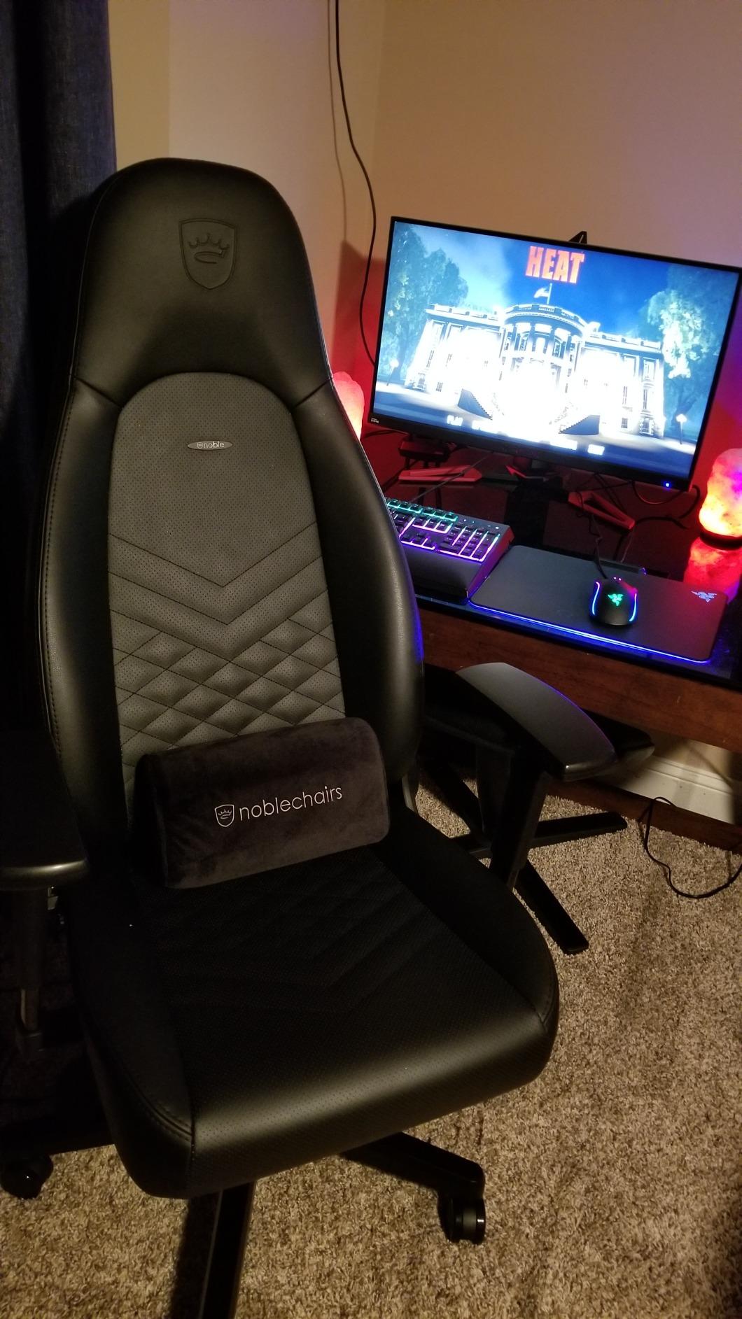 ICON Gaming Chair and Office Chair with Lumbar Support, PU Faux Leather, Black customer photo 1