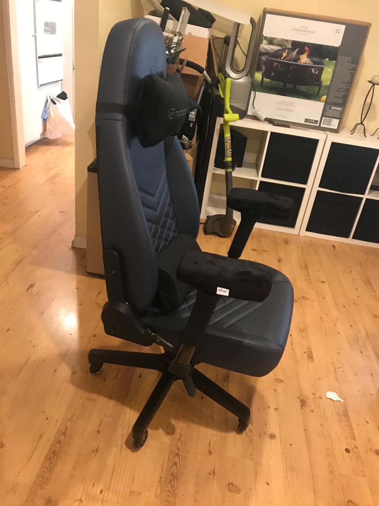 ICON Gaming Chair and Office Chair with Lumbar Support, Real Leather, Midnight Blue/Graphite customer photo 1