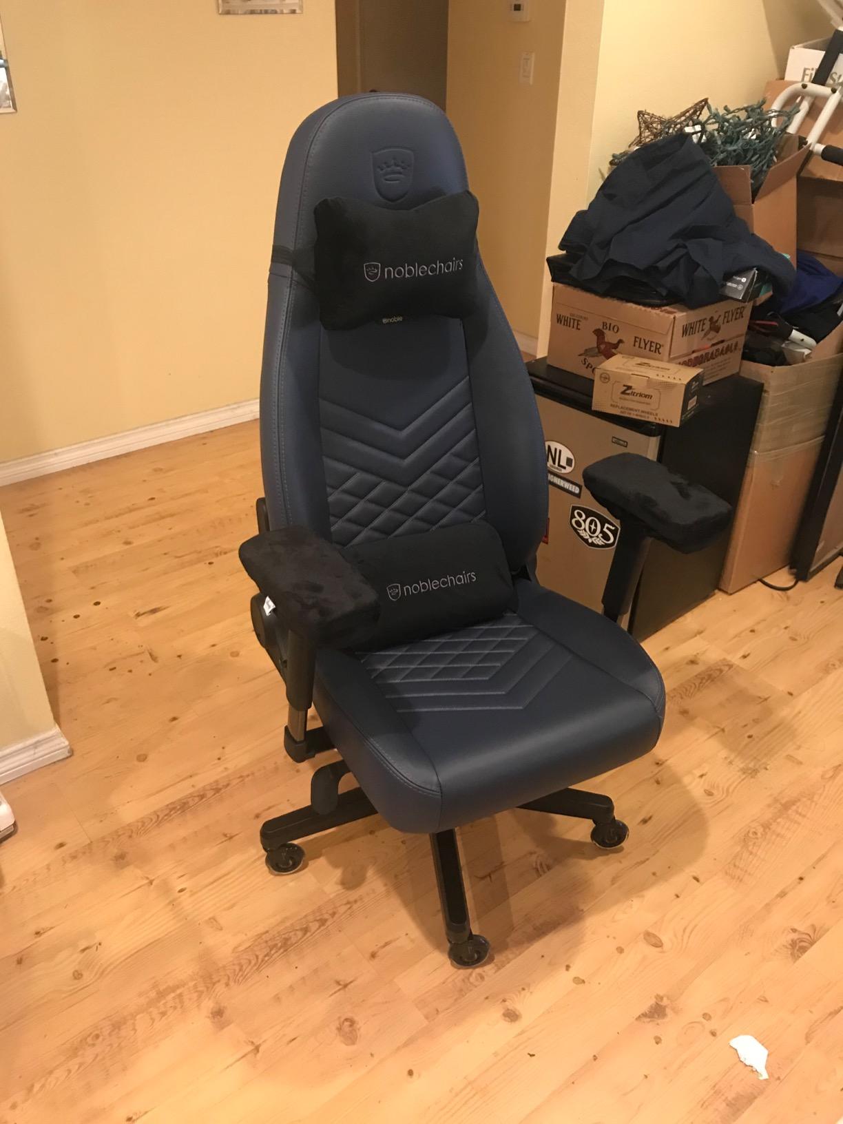 ICON Gaming Chair and Office Chair with Lumbar Support, Real Leather, Midnight Blue/Graphite customer photo 2