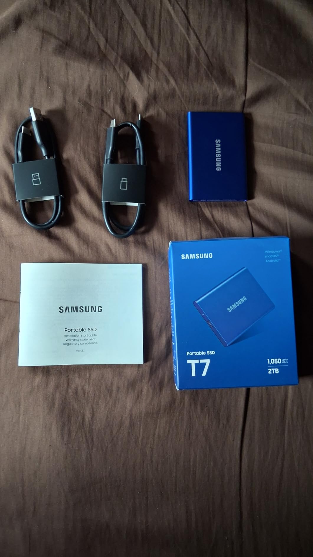 Samsung T7 Portable SSD, 2TB External Solid State Drive, Speeds Up to 1,050MB/s, USB 3.2 Gen 2, Reliable Storage for Gaming, Students, Professionals, MU-PC2T0T/AM, Gray customer photo 1