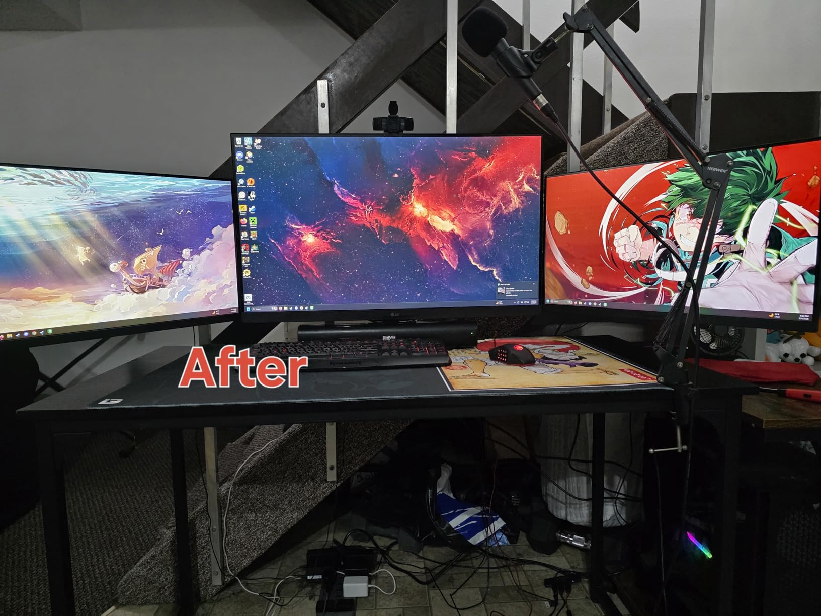 MOUNTUP Triple Monitor Mount for 17-32 inch Screens, Full Motion Triple Monitor Stand, 3 Monitors Desk Mount Holds 4.4-19.8 lbs Each, Clamp & Grommet Mounting, Black customer photo 2