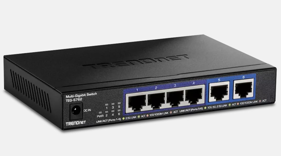 TRENDnet 6-Port 10G Switch, 4 x 2.5G RJ-45 Base-T Ports, 2 x 10G RJ-45 Ports, 60Gbps Switching Capacity, Wall Mountable, 10 Gigabit Network Connections, Lifetime Protection, Black, TEG-S762 customer photo 2