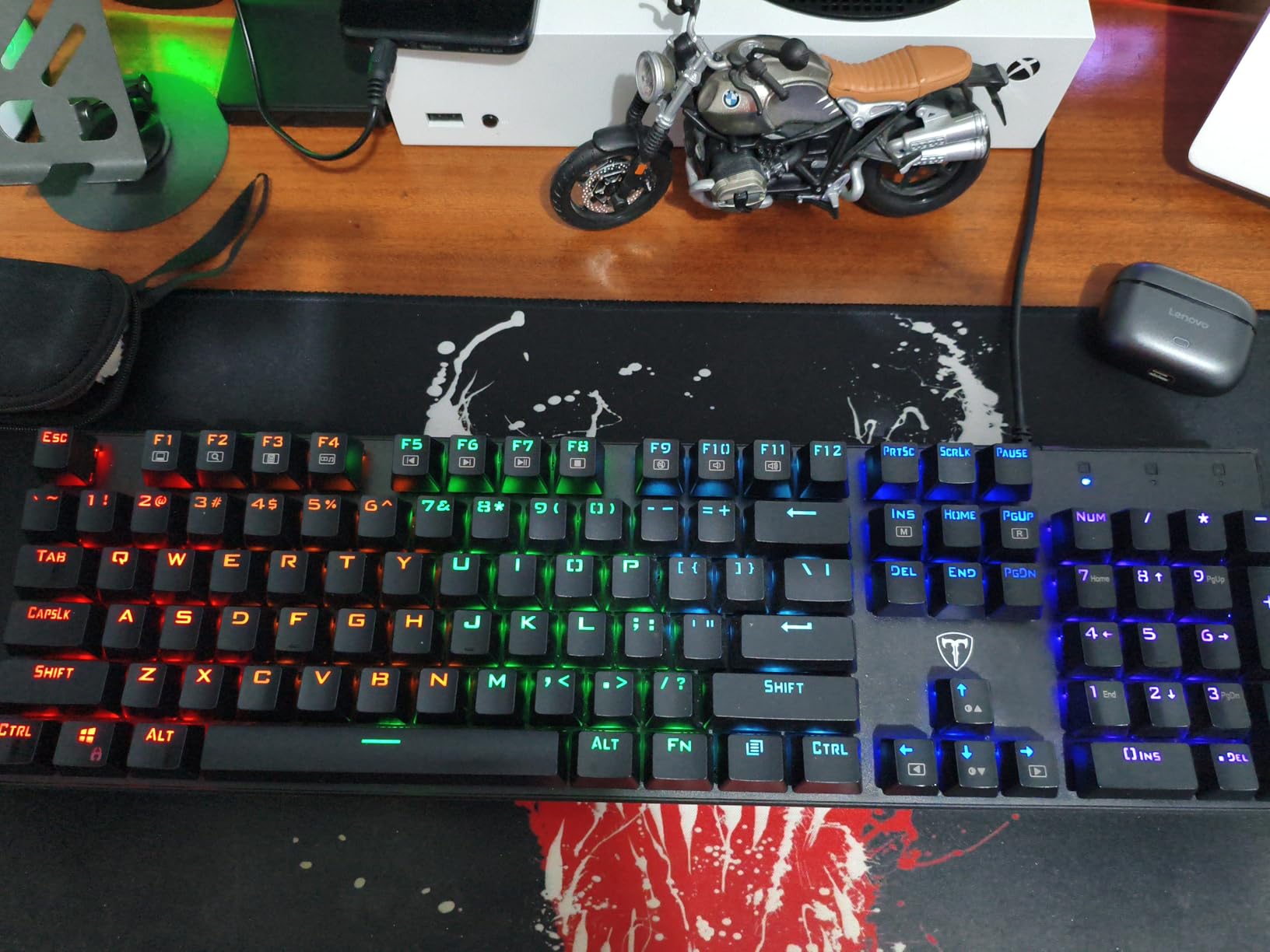 RisoPhy Mechanical Gaming Keyboard, RGB 104 Keys Ultra-Slim LED Backlit USB Wired Keyboard with Blue Switch, Durable Abs Keycaps/Anti-Ghosting/Spill-Resistant Computer Keyboard for PC Mac Xbox Gamer customer photo 1