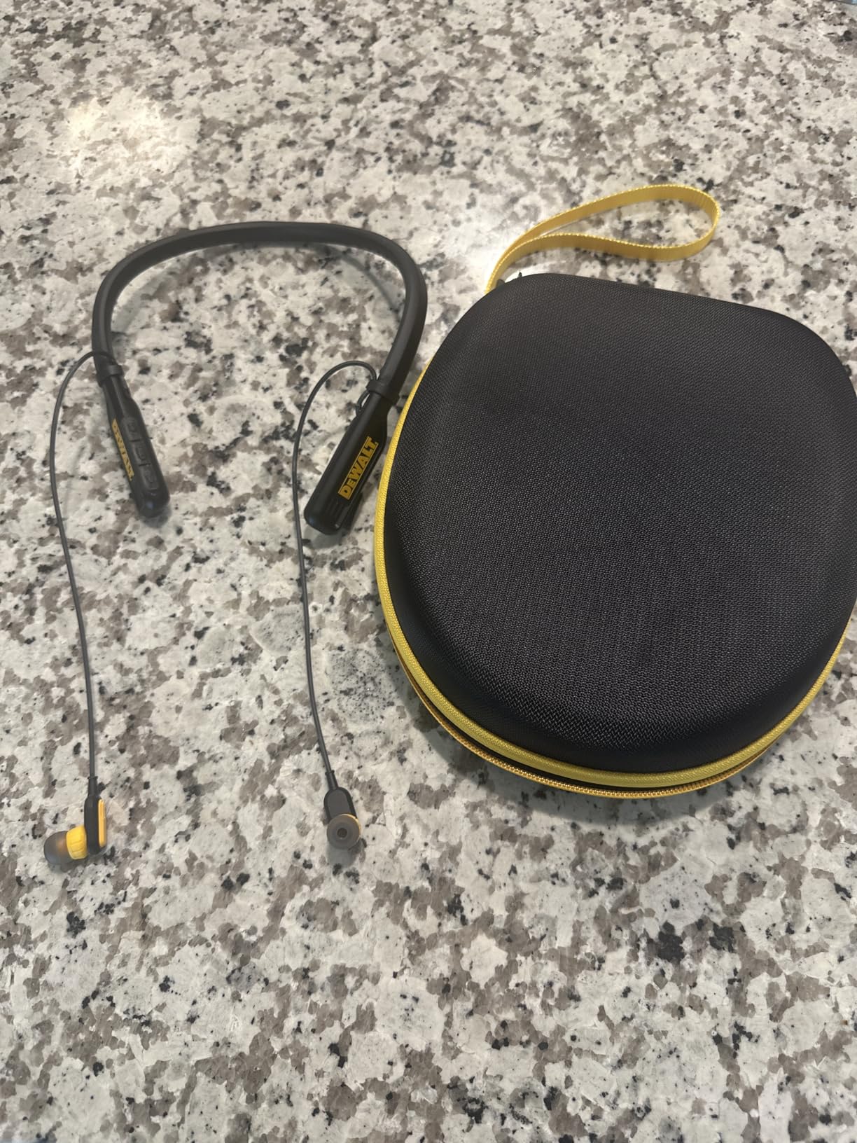 DEWALT Heavy Duty Bluetooth Neckband Headphones, Wireless Around The Neck Earbuds w/ 30H Runtime + Noise Isolation, Secure Magnetic Wireless Earbuds, Jobsite Pro Built-in Mic Bluetooth Headsets customer photo 1