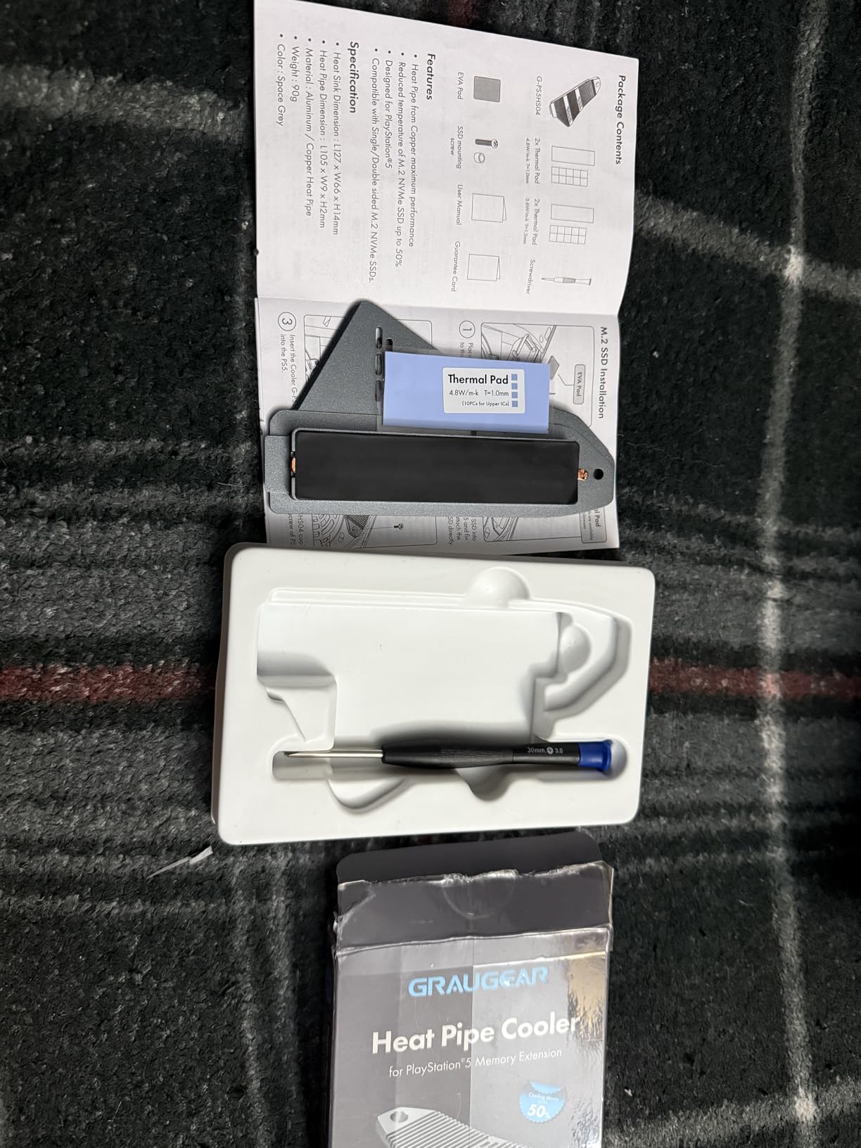 GRAUGEAR PS5 SSD Heatsink Cover, M.2 NVMe PS5 Heatsink, Shuttle Shaped Design, Heat Dissipation with Heat Pipe Cooler and Aluminum Fin for NVMe M2 PCIe 4.0 [G-PS5HS04] (PS5) customer photo 2