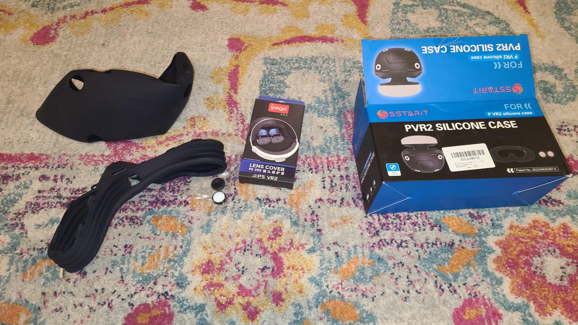 VR Protector Set for PlayStation VR2: Silicone PSVR2 Headset & Face Cushion Cover, Lens Dust Cover & 2 Pack Controller Thumb Grips for PS5 VR Vita Accessories - Sweatproof & Washable customer photo 2