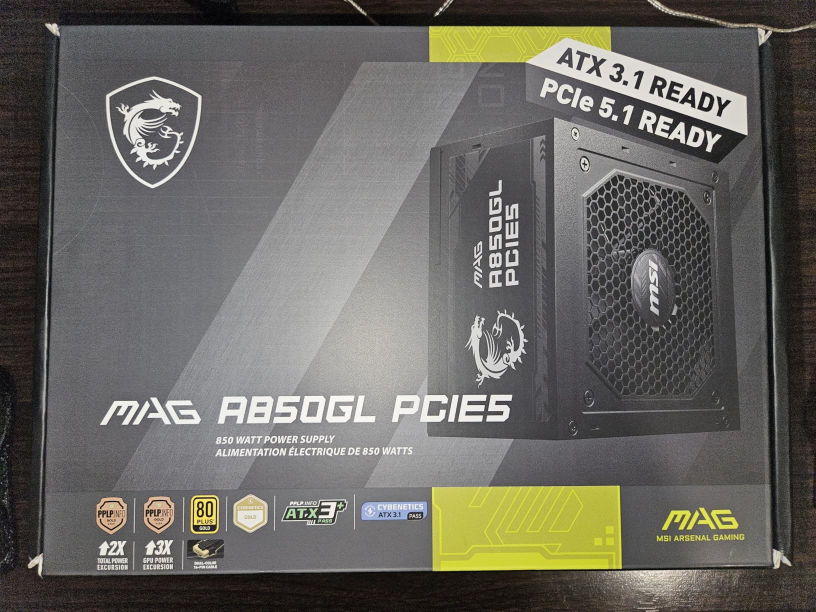MSI MAG A750GL PCIE5, Fully Modular Compact Gaming 750W Power Supply, 80+ Gold, ATX 3.1 & PCIe 5.1 Ready, Native Dual-Color 12V-2x6 Cable, 10 Year Warranty customer photo 2