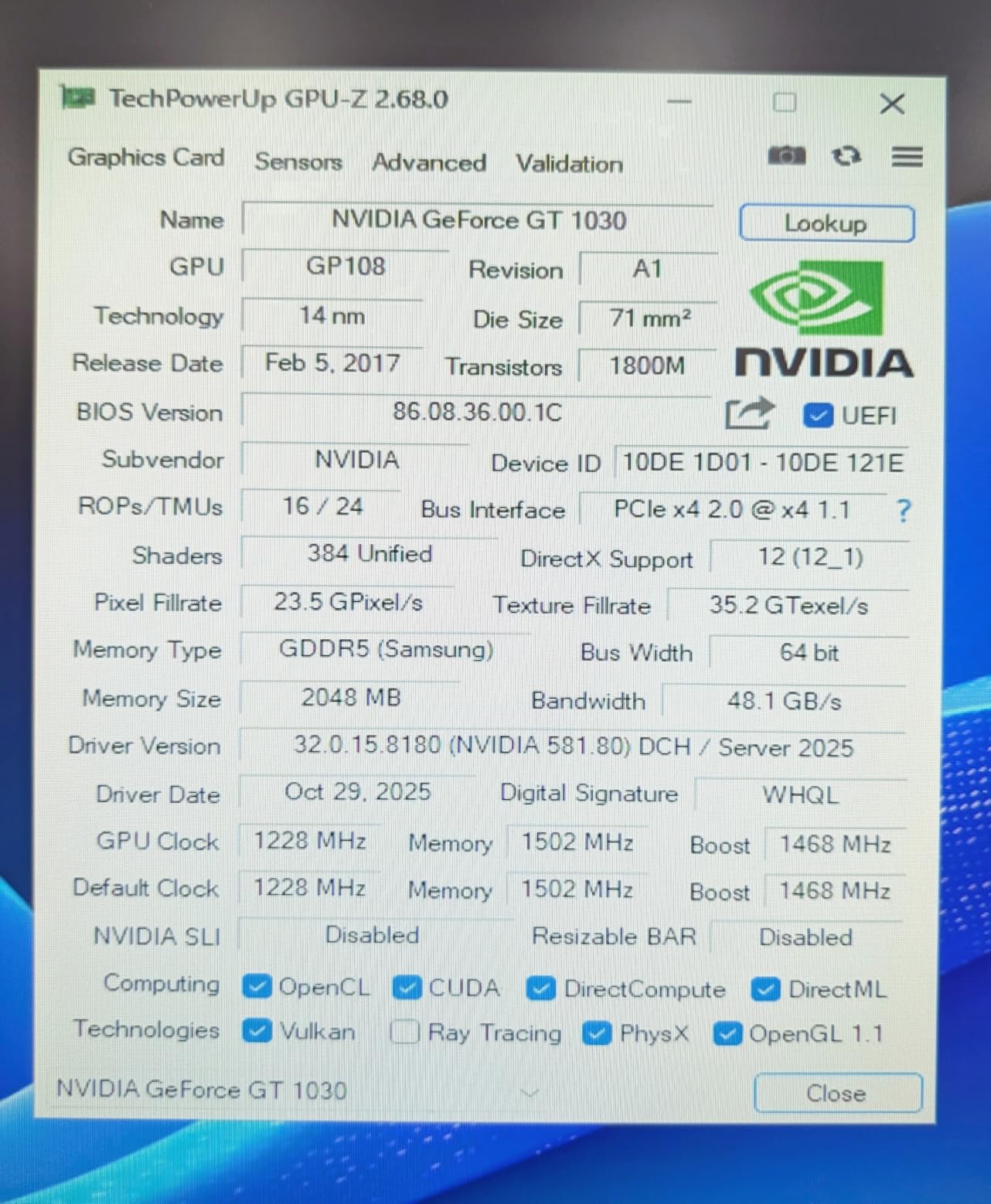 GT 1030 2GB Graphics Card Low Profile Graphics Card GDDR5 64 Bit PCI-e 3.0 x4 Compatible x8 x16 HDMI Display 2 Monitor Video Card Support DirectX 12 OpenGL 4.5 HDCP 2.2 customer photo 1