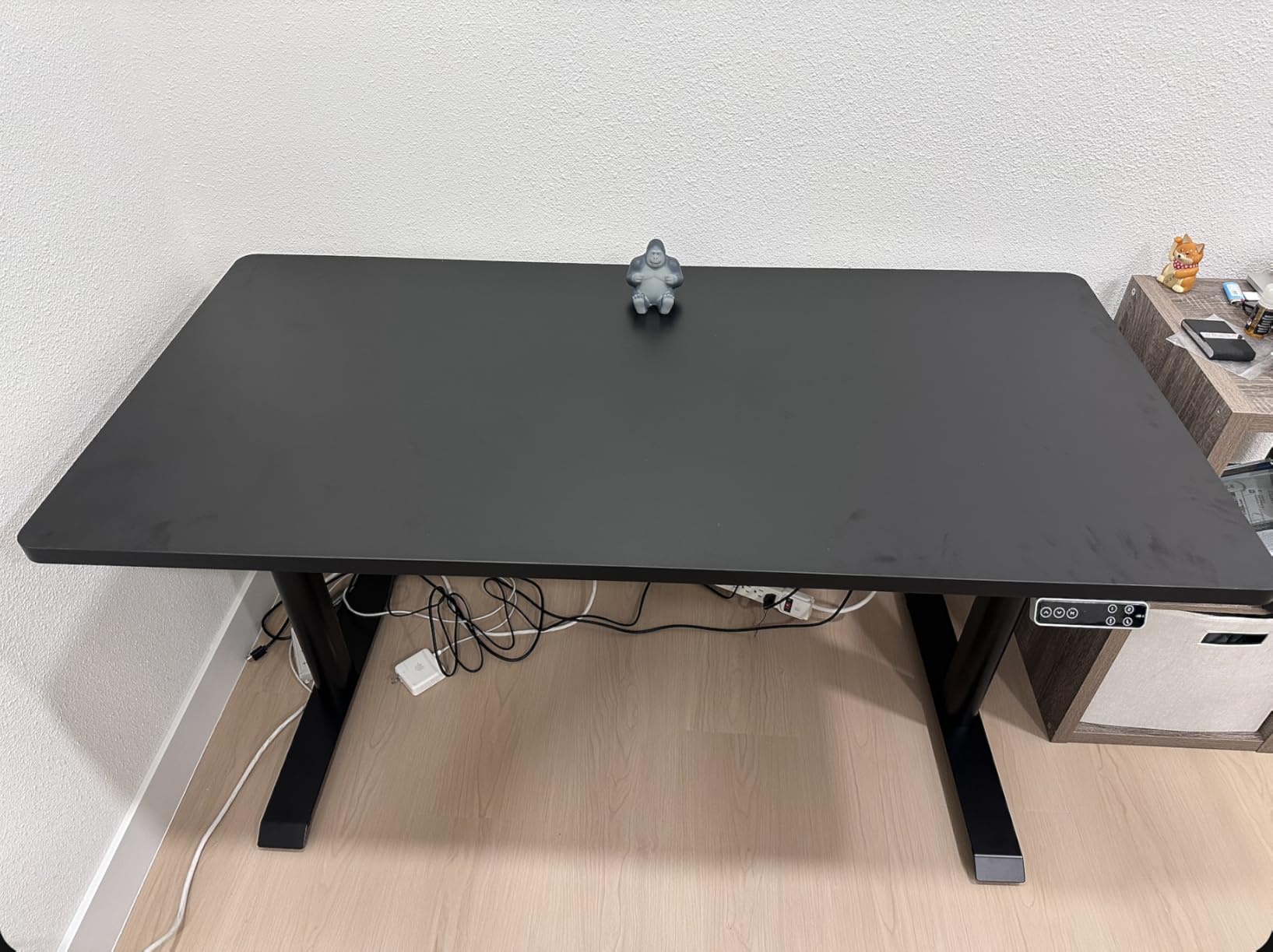 FlexiSpot E7 Pro - E6 Pro Oval Leg Dual Motor 3 Stages Standing Desk 55x28 Inch Whole-Piece Board Electric Height Adjustable (White Frame + Maple Desktop) customer photo 1
