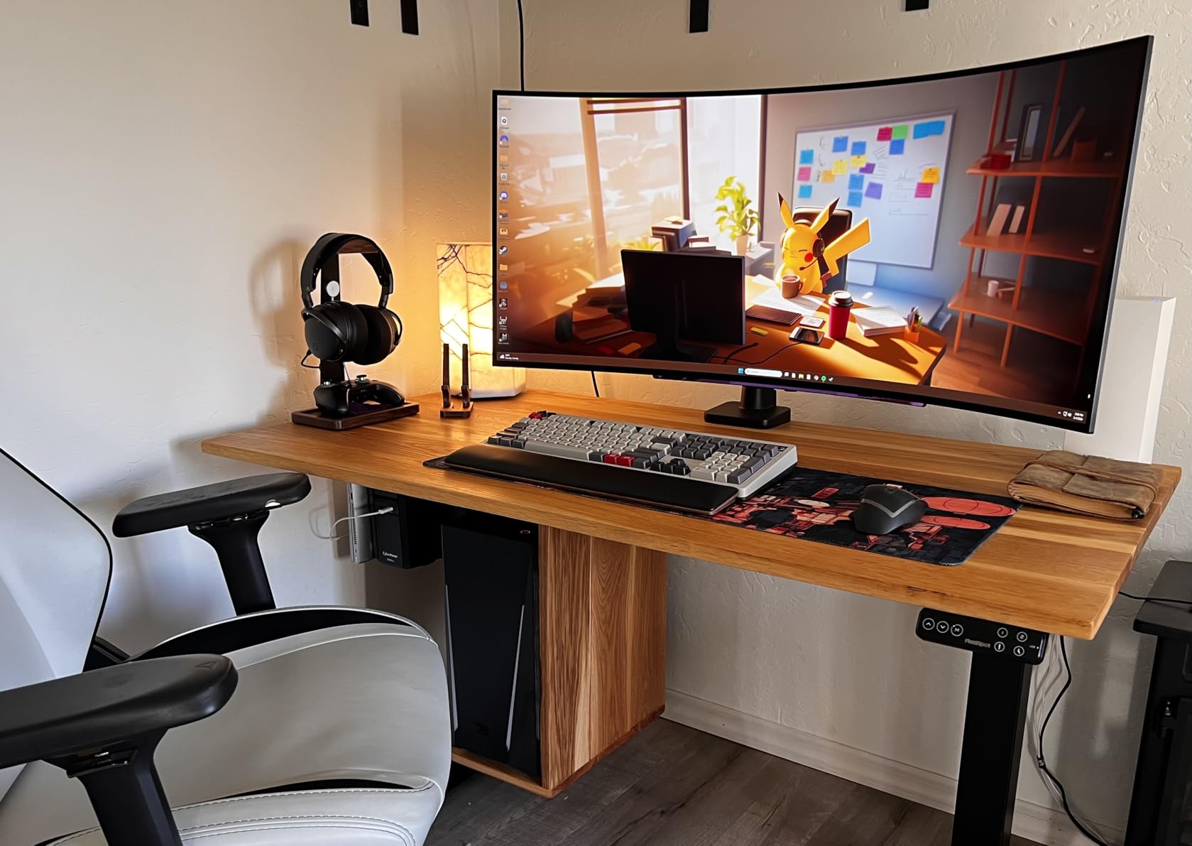 ARES WING Ultrawide Monitor Arm for 17 to 49 Inch Heavy Duty Curved Screen, Holds 44 Lbs, Adjustable Gas Spring Monitor Arm Desk Mount with C Clamp, Grommet Base, 75/100 Vesa Mount, Black customer photo 2