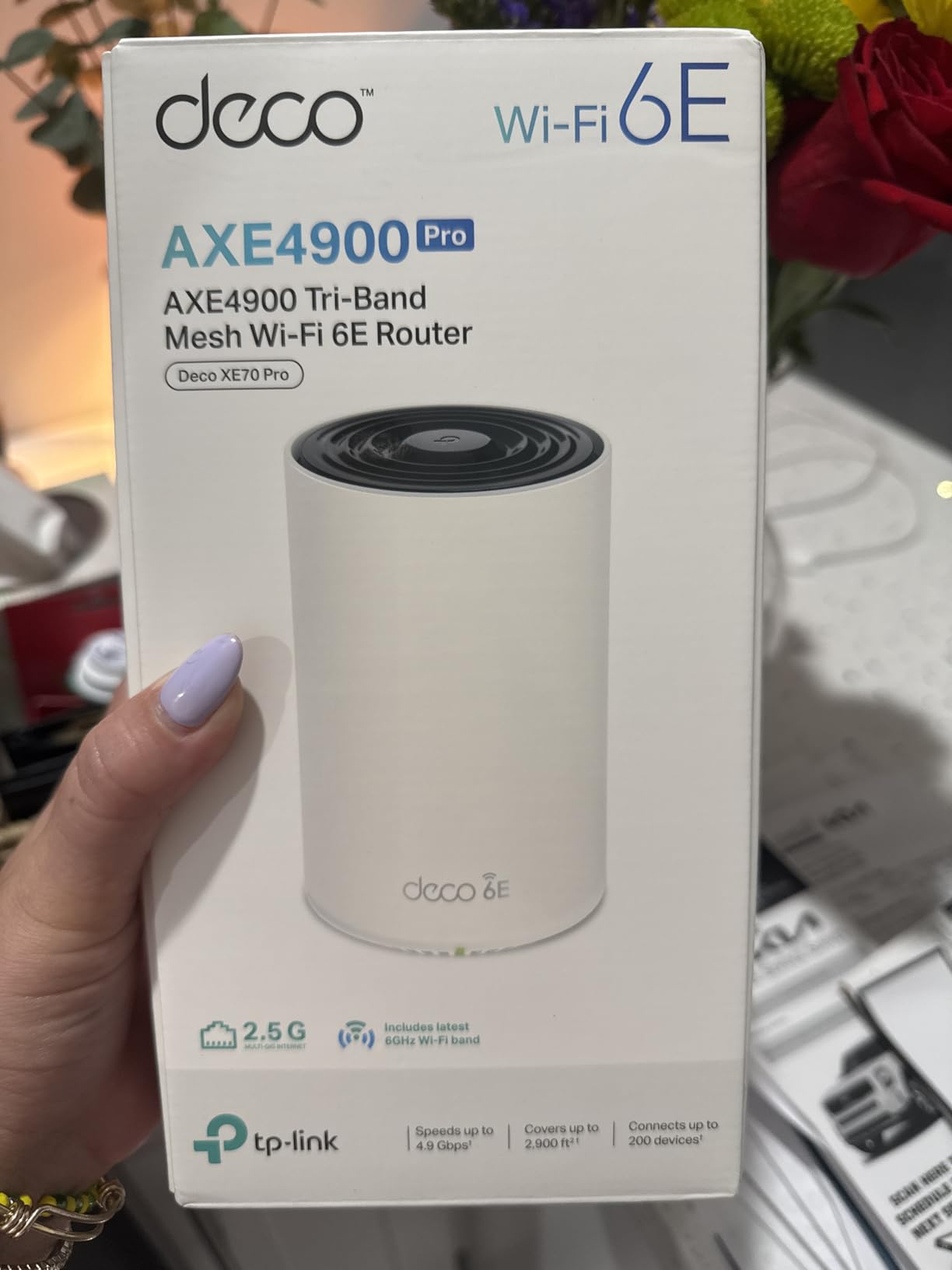 TP-Link Deco XE70 Pro AXE4900 Tri-Band WiFi 6E Mesh WiFi Router - 1 x 2.5bps WAN/LAN Port, 2 x 1 Gbps LAN Ports, 4.9 Gbps Wi-Fi, 2,900 Sq. Ft Coverage, Connect up to 200 Devices, 1-Pack customer photo 1