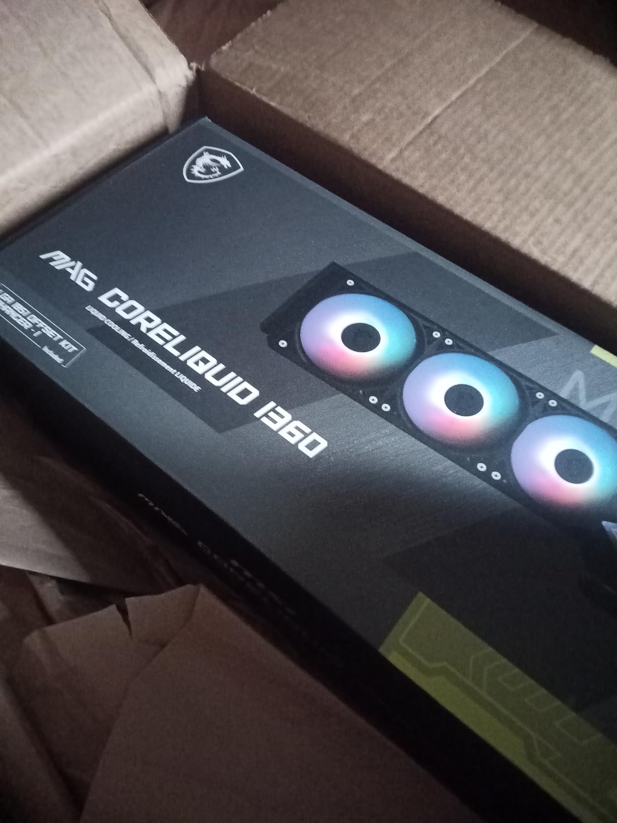 MSI MAG CoreLiquid I360 Black - AIO ARGB CPU Liquid Cooler - Infinity Mirror Design - UNI Bracket - 360mm Radiator - Triple 120mm ARGB PWM Fans - LGA 1700/1851 / AM5/AM4 Compatible customer photo 2