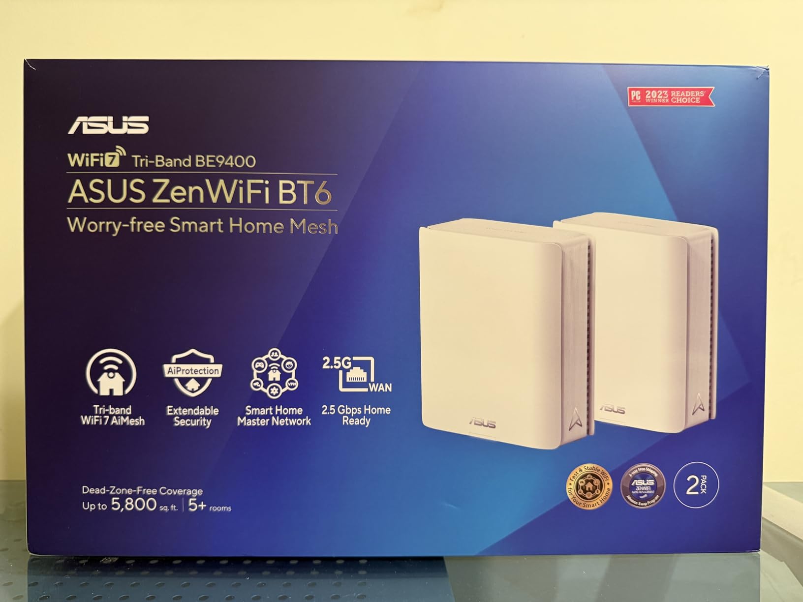 ASUS ZenWiFi BT6 Tri-Band WiFi 7 Mesh, 9.4 Gbps, 5800 sq.ft. (2pk), 2.5G WAN Port, Security and Parental Controls Included, Smart Home Master SSIDs, 4G & 5G Mobile Tethering - BT6 (W-2-PK) customer photo 2