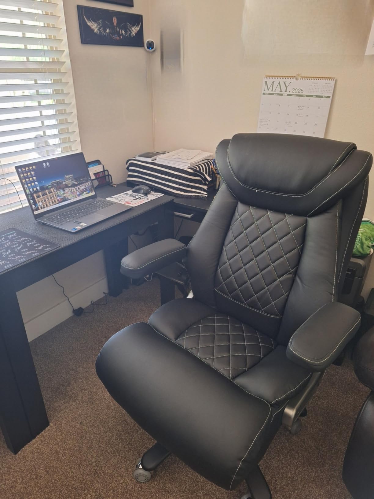 Large Big and Tall Office Chair 650lbs with Thick Spring Cushion, 5D Flip Arm Ergonomic Executive Office Chair Adjustable Lumbar Airbag & Extra Wide, Comfy Padded Heavy Duty Game Chair Dual Rubber Wheel customer photo 2