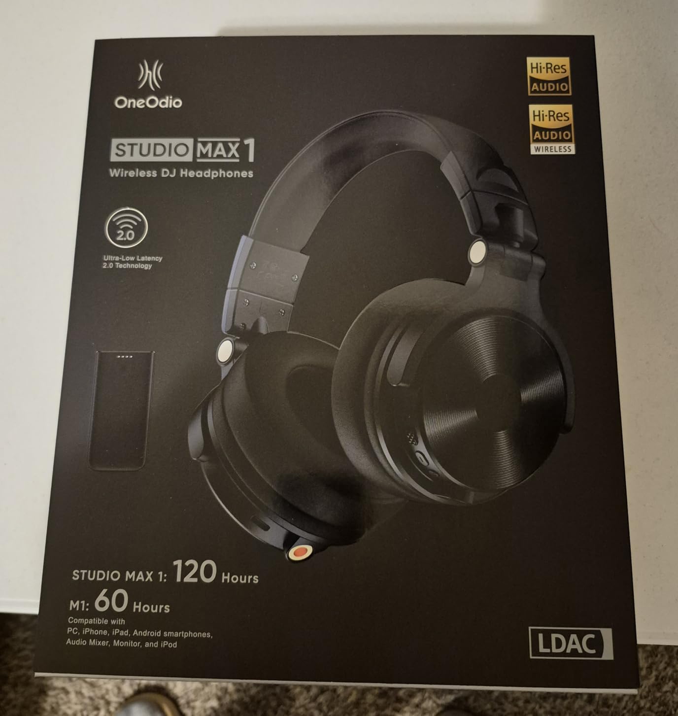 OneOdio Studio Max 1-20MS Low-Latency Wireless DJ Headphones, 120H Playtime, Lossless Hi-Res/LDAC Audio, Dual-Mic ENC, Dongle/Bluetooth/Wired Connection for Studio Guitar and Gaming PC Computer customer photo 2