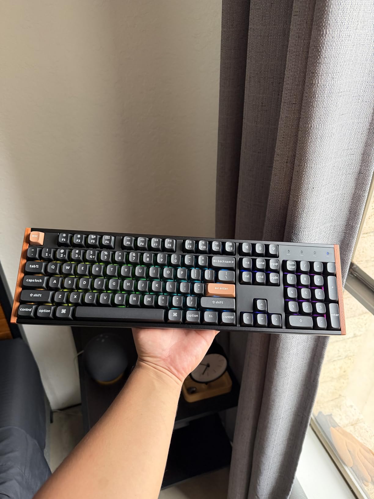 K10 HE Full-Size Hall Effect Keyboard Wireless, Rapid Trigger | Hot-Swappable Magnetic Switches Adjustable Actuation 2.4 GHz Bluetooth USB-C PBT Keycaps QMK Custom RGB Aluminum Wood Frame customer photo 1