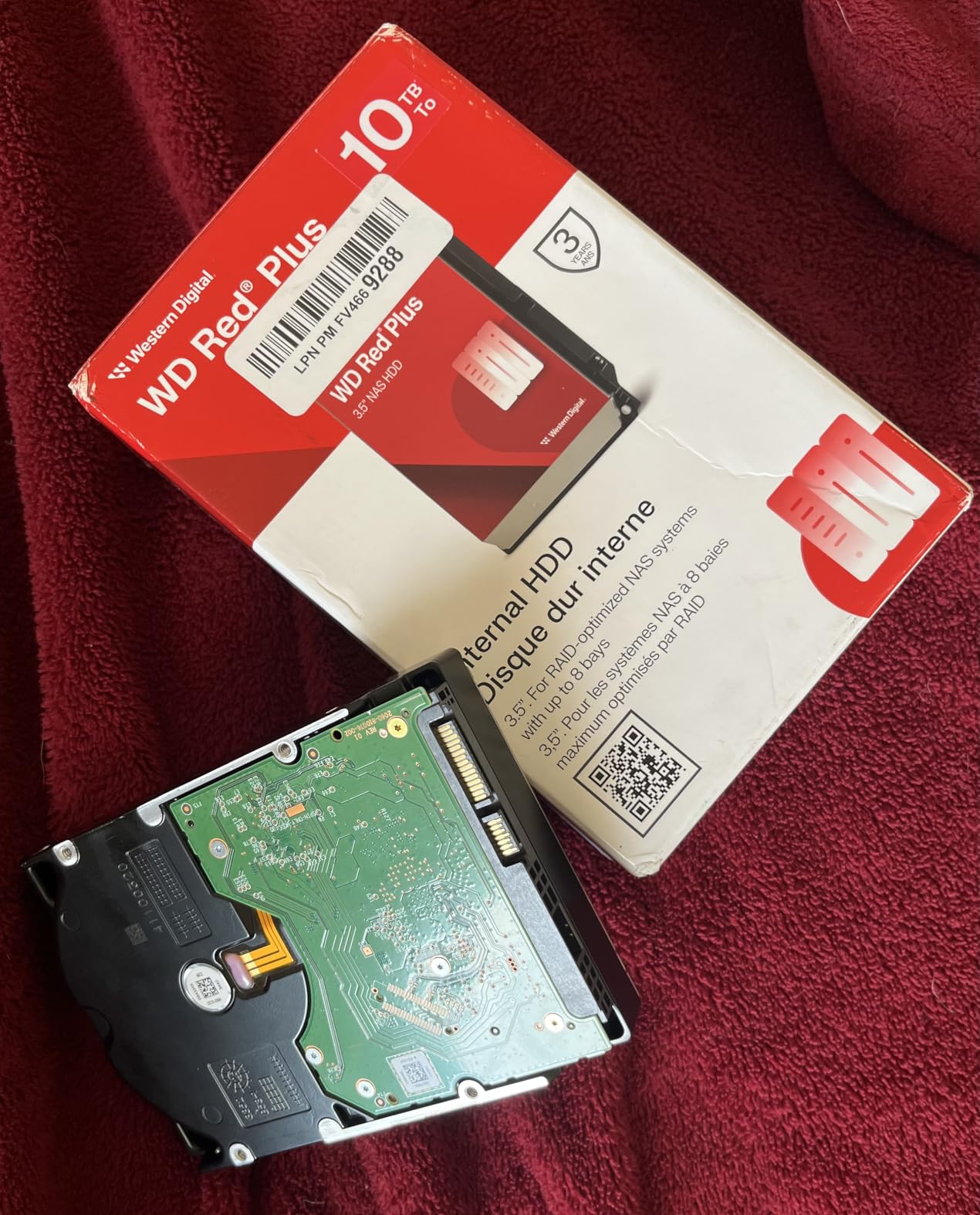 Western Digital 10TB WD Red Plus NAS Internal Hard Drive HDD - 7200 RPM, SATA 6 GB/s, CMR, 512 MB Cache, 3.5
