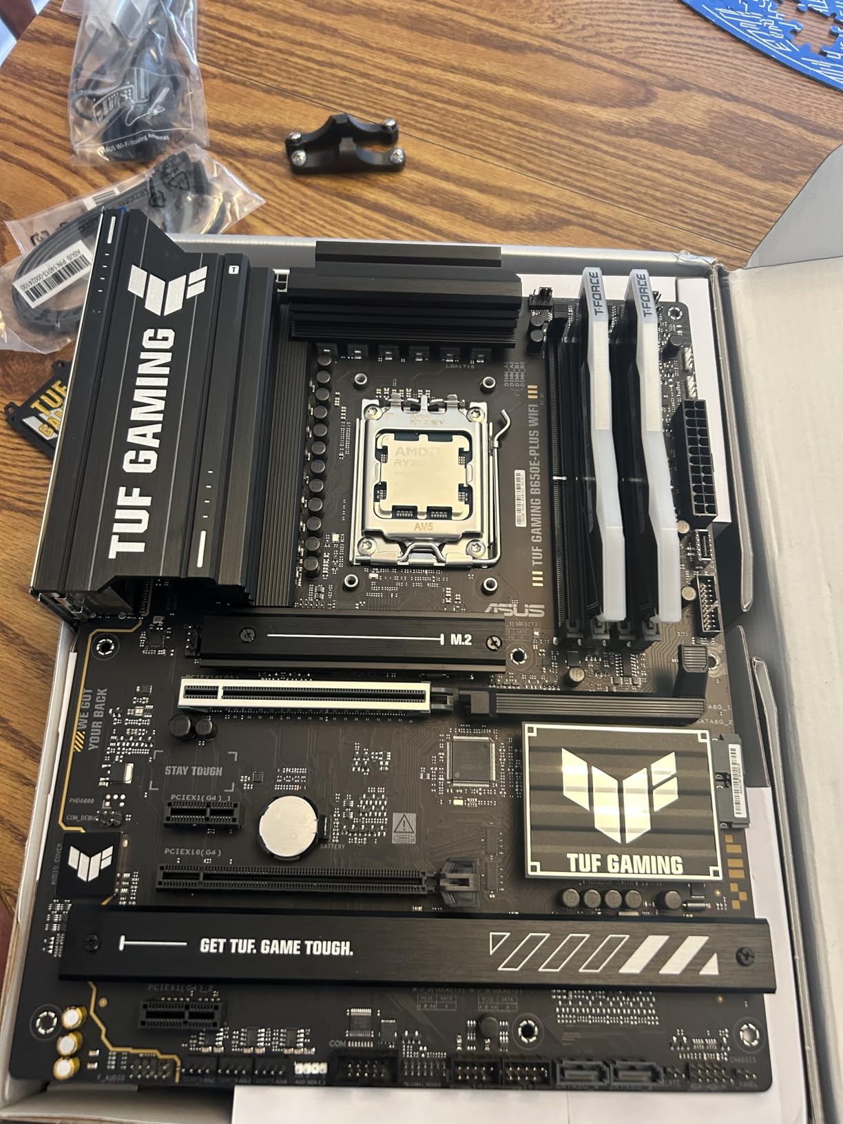 ASUS TUF Gaming B650E-PLUS WiFi AMD B650 ATX Motherboard, 12+2+1 80A DrMOS Power Stages, DDR5, PCIe 5.0 Ready, 3X M.2, Wi-Fi 6E, 2.5Gb LAN, DisplayPort, HDMI, USB Type-C, BIOS Flashback, Aura Sync customer photo 1
