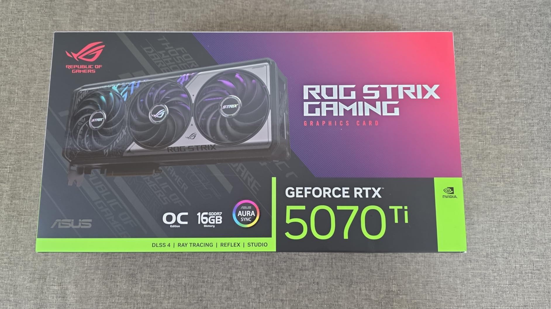 ROG Strix GeForce RTX 5070 Ti OC Edition 16GB GDDR7 Graphics Card, NVIDIA (PCIe 5.0, HDMI/DP 2.1, 3.2-Slot, Axial-tech Fans, MaxContact Design with Vapor Chamber, Phase-Change GPU Thermal Pad) customer photo 2