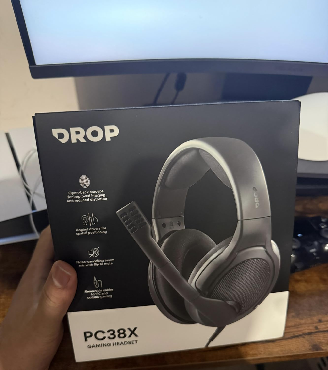 DROP PC38X Gaming Headset - Open-Back Over-Ear Design with Noise-Cancelling Mic, Velour Earpads - Compatible with PC, PS5, PS4, Xbox, Switch, Mobile - Black customer photo 1