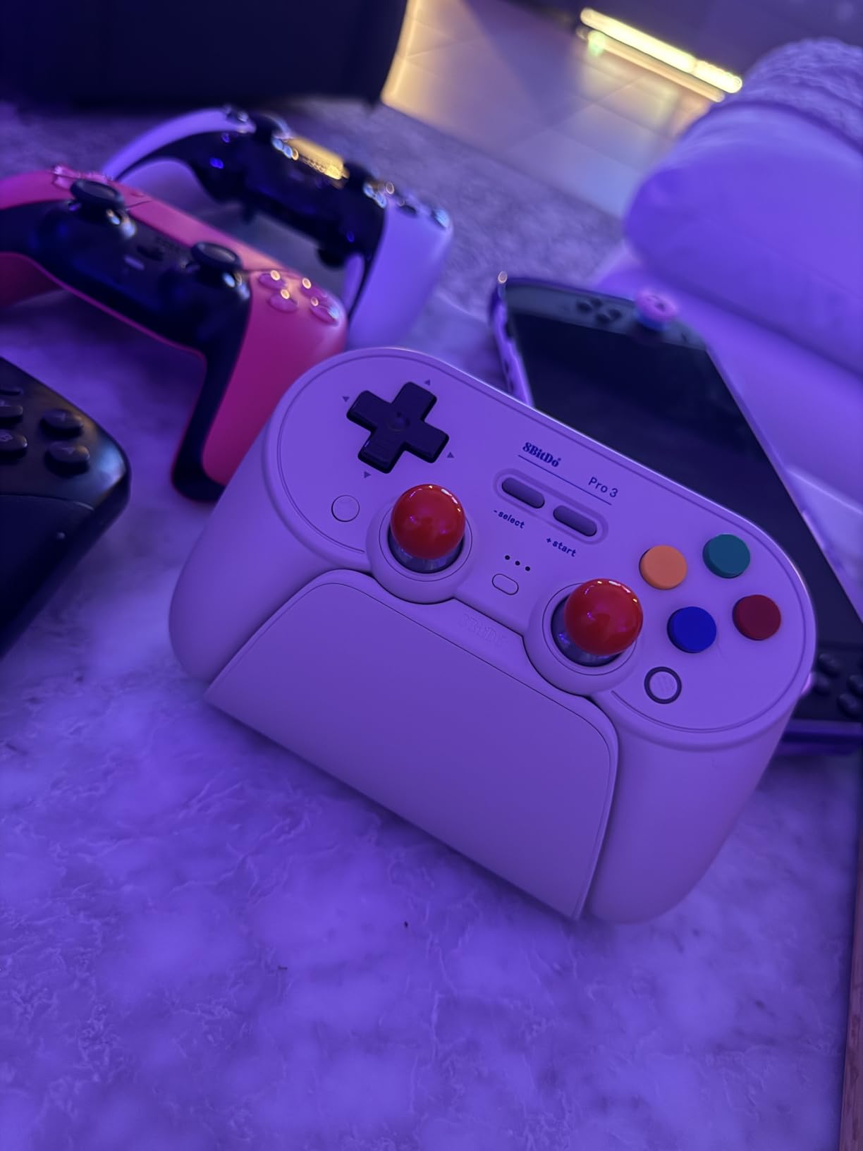 8BitDo Pro 3 Bluetooth Controller for Switch/Switch 2 - TMR Joysticks, Swappable ABXY Buttons, Pro Back Buttons, Charging Dock, Hall Effect Triggers - Purple customer photo 2