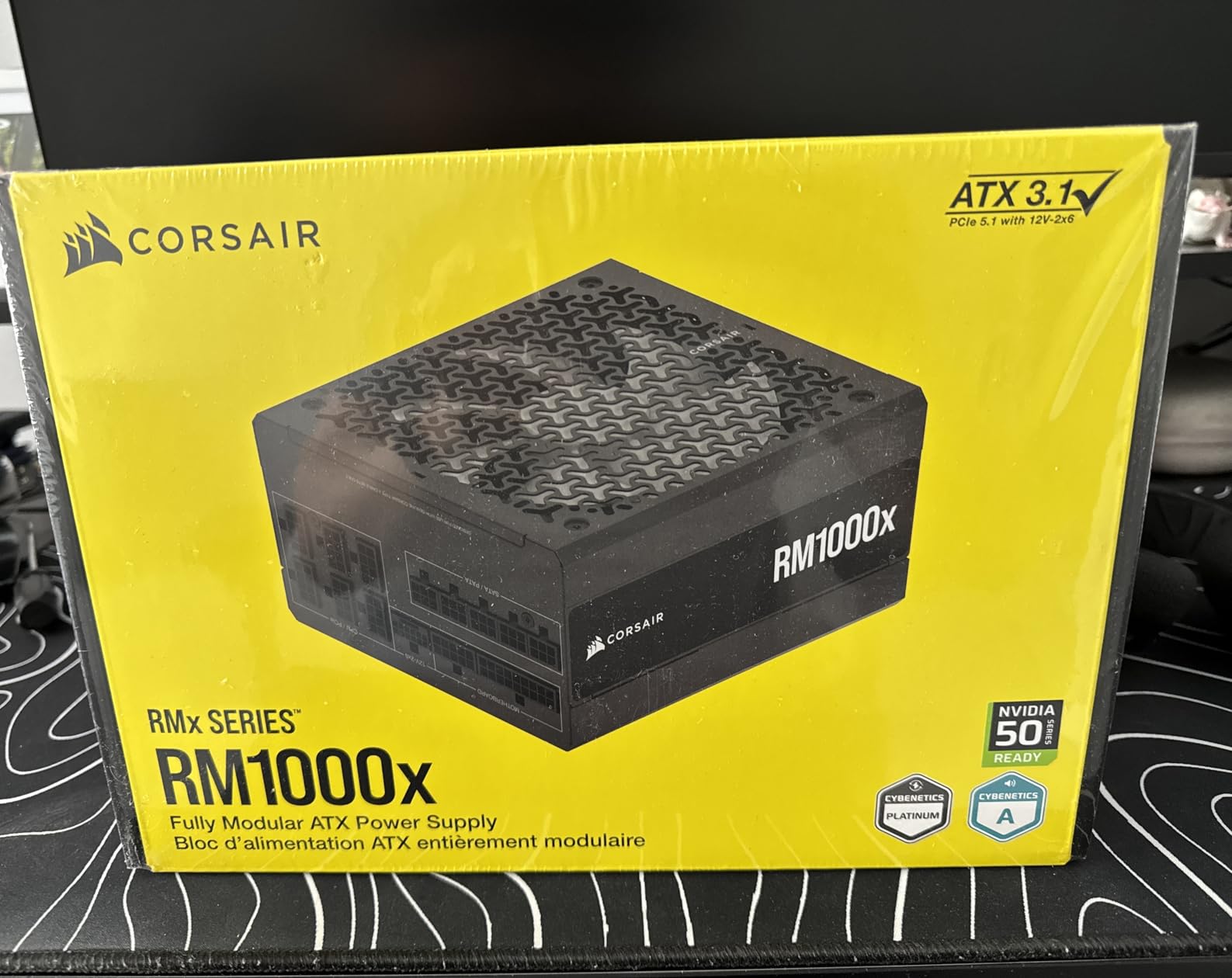 Corsair RM1000x ATX 3.1 PCIe 5.1 Ready Fully Modular 1000W Power Supply - Low-Noise, Cybenetics Gold Efficiency, Native 12V-2x6 Connector - Black customer photo 2