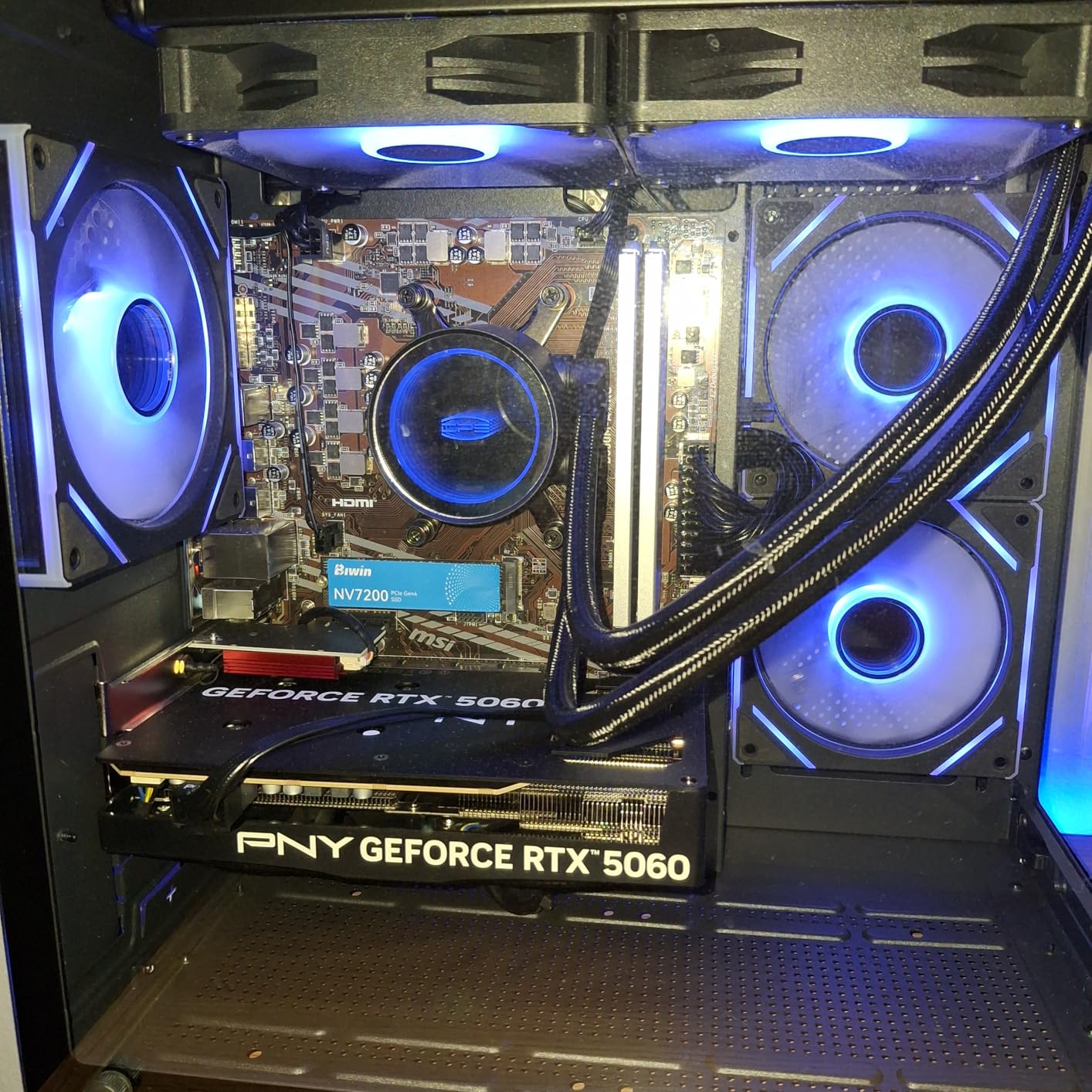 YAWYORE Gaming PC Desktop Computer, AMD Ryzen 7 5700X, GeForce RTX 5060, 32GB DDR4 RAM, 1TB M.2 NVMe SSD, 240 Liquid Cooler, ARGB Fans, WiFi+BT customer photo 1