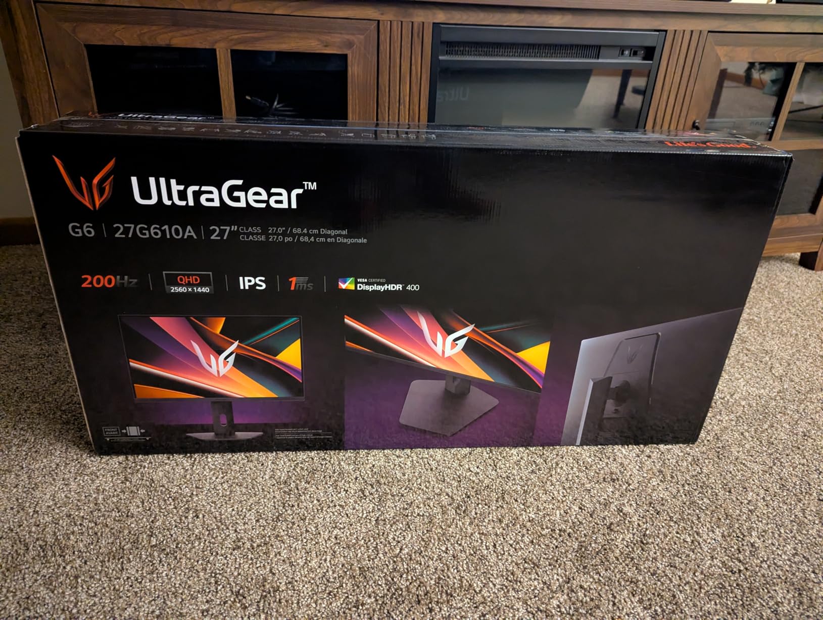 LG 27G610A-B 27-inch Ultragear QHD (2560 x 1440) IPS Gaming Monitor, 200Hz, 1ms, AMD FreeSync Premium, VESA DisplayHDR 400, HDMI, DisplayPort, Tilt/Height/Swivel/Pivot Stand, Black customer photo 2