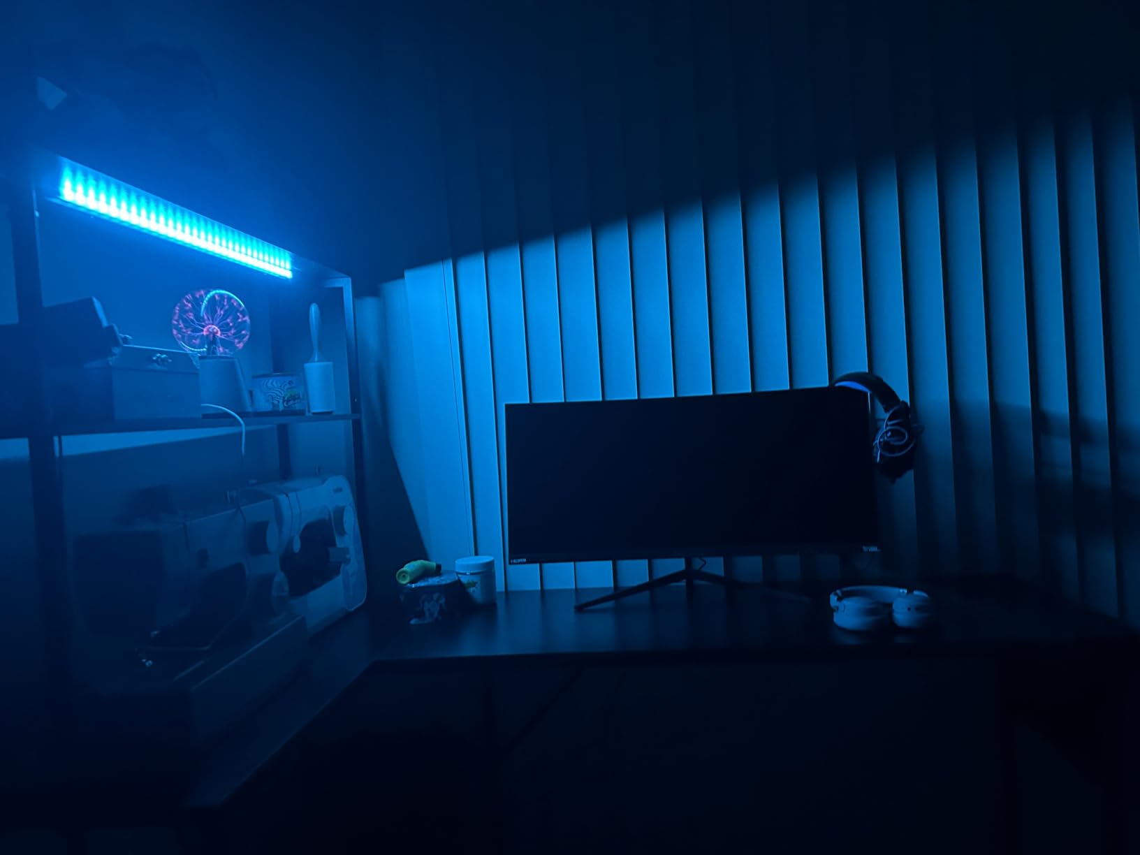 Casaottima 61 Inch Gaming Desk with Power Outlets & LED Lights, Reversible L Shaped Computer Desk with Shelves & Storage Bag, Corner Desk for Home Office, Black customer photo 2
