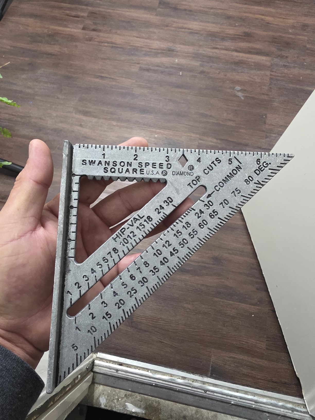 SWANSON Tool Co S0101 7 Inch Speed Square, Blue | Made in the USA aluminum alloy rafter square w/ black embossed scales/degrees/scribing for spot-on measurements every time customer photo 1