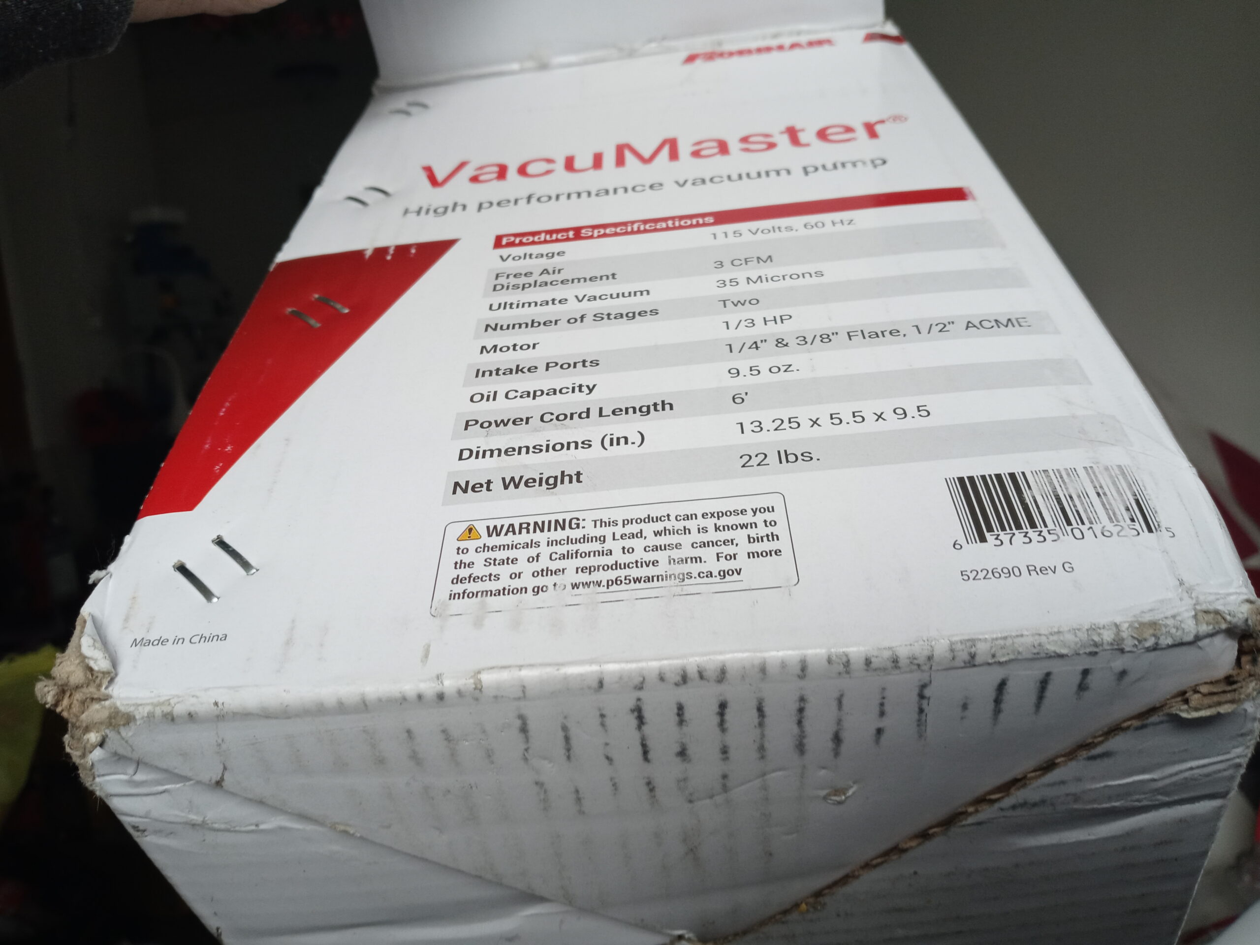 Robinair 15300 VacuMaster Vacuum Pump - 35 Micron Rating | For Air Conditioning and Refrigeration Service; 2-Stage Pump, 3 CFM Free Air Displacement, 1/3HP 115V/60HZ Motor customer photo 2