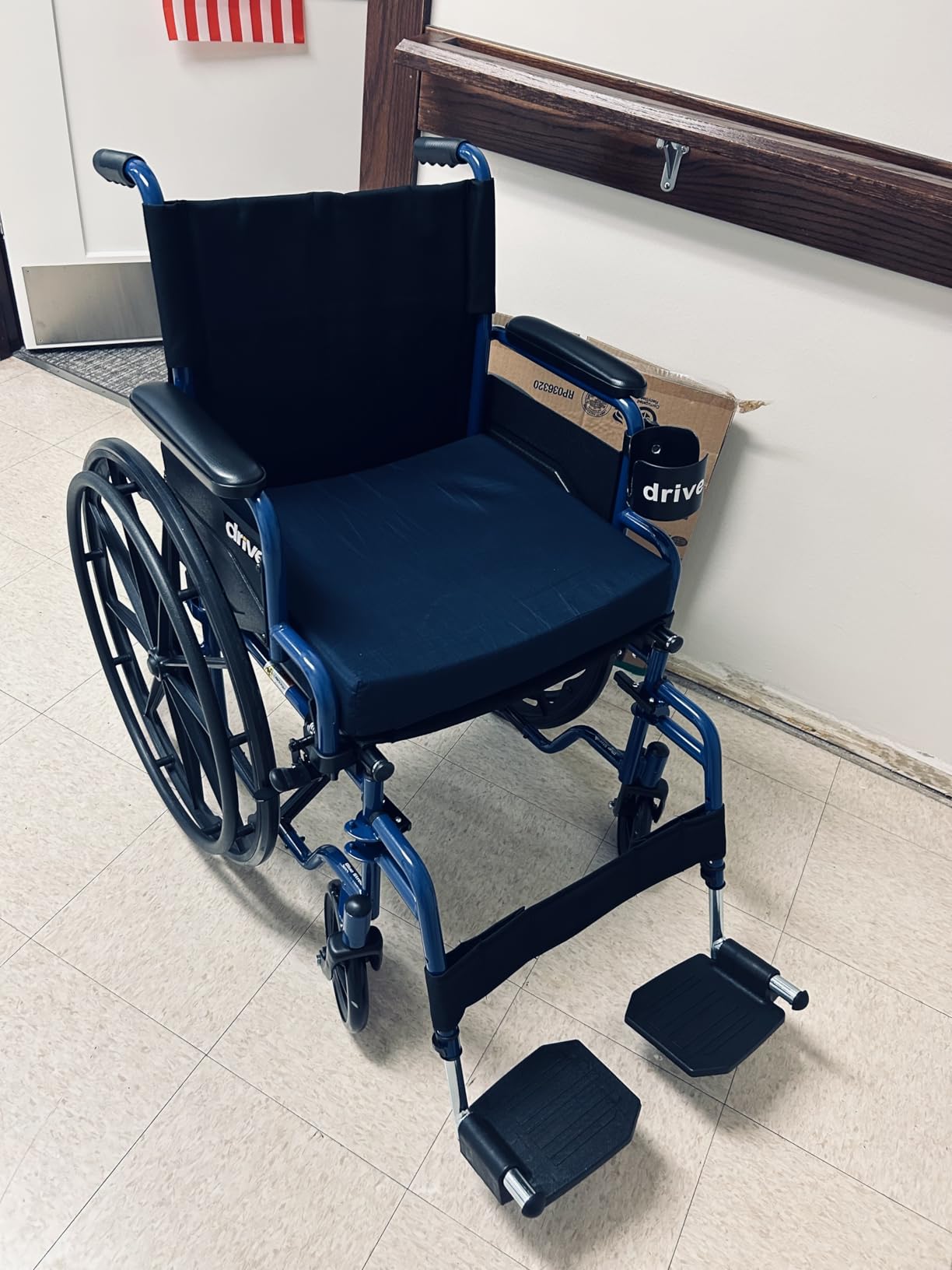 Drive Medical Blue Streak Lightweight Wheelchair with Footrests, 18-Inch Seat | Portable Folding Wheelchair with Desk Arms, Durable Steel Frame and Swing-Away Footrests customer photo 2