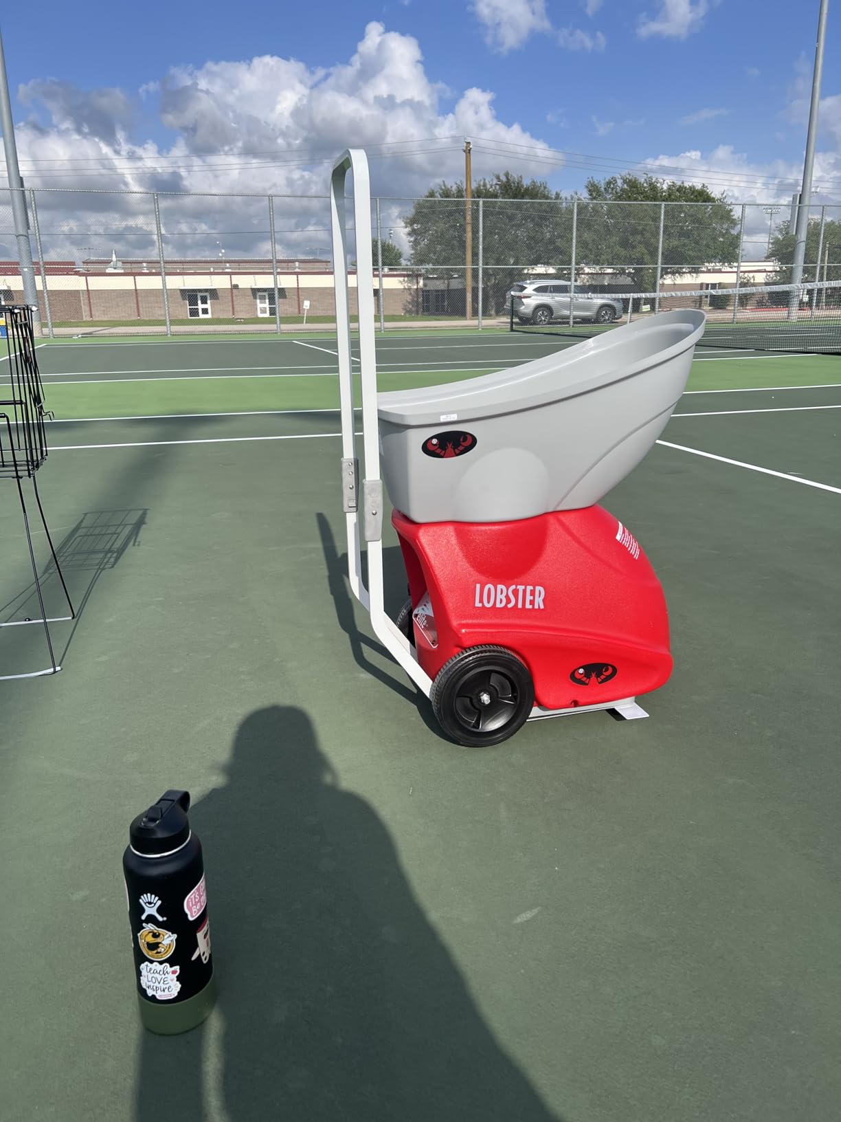 Lobster Sports Elite One Tennis Ball Machine - Auto Portable Launcher, Adjustable Ball Speed, Spin Control, Lob Electronic Switch, Horizontal Sweep, Lightweight, Holds 150 Balls, with 2-Button Remote customer photo 1