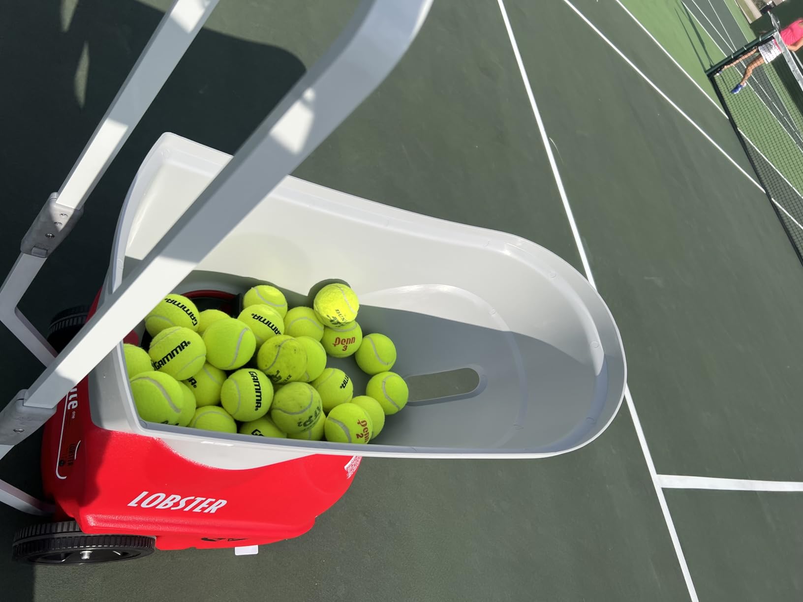 Lobster Sports Elite One Tennis Ball Machine - Auto Portable Launcher, Adjustable Ball Speed, Spin Control, Lob Electronic Switch, Horizontal Sweep, Lightweight, Holds 150 Balls, with 2-Button Remote customer photo 2