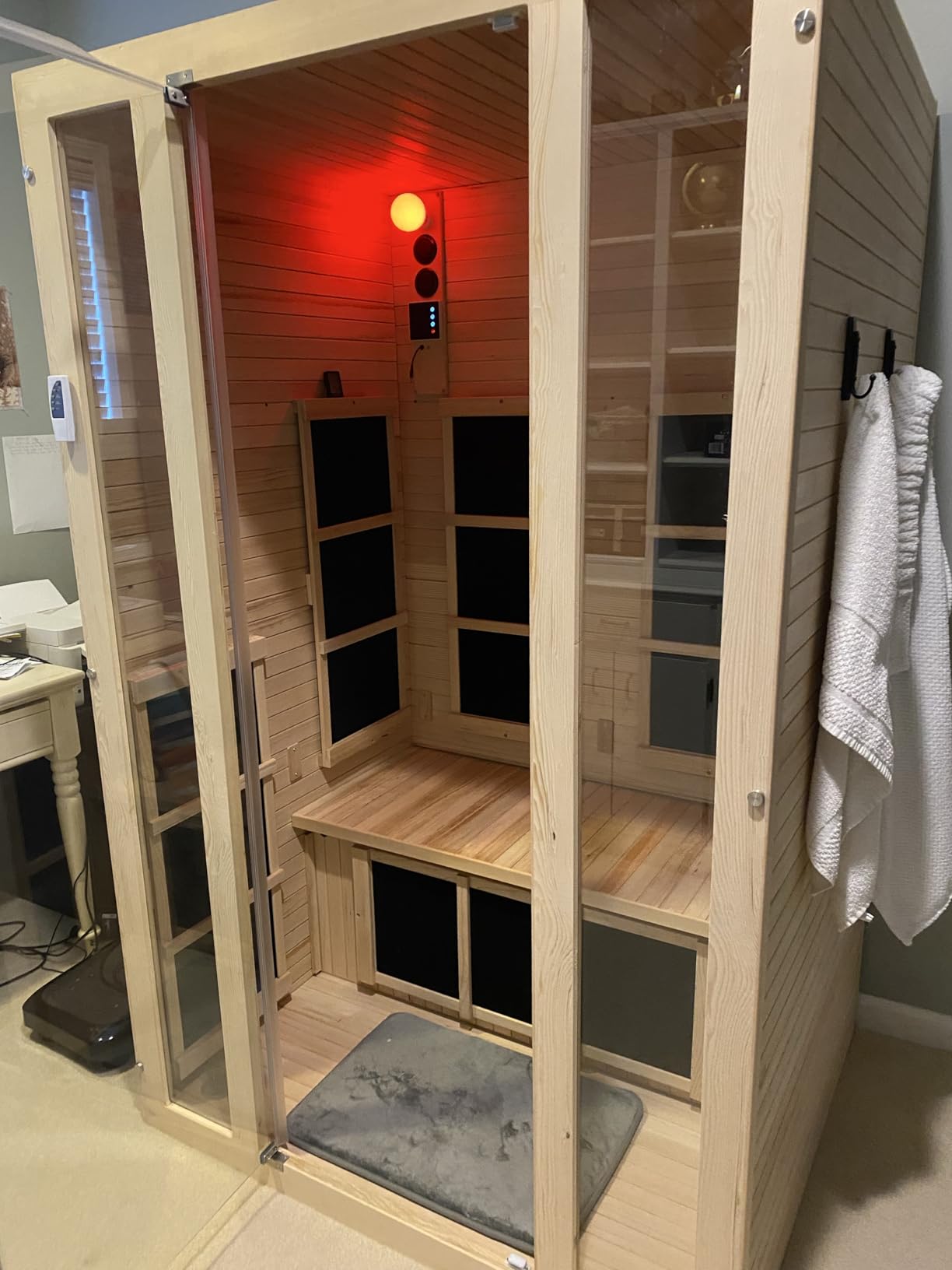 Joyous 2-Person Low EMF Far Infrared Sauna, Hemlock Wood | 7 Carbon Fiber Heaters with Chromotherapy Light for Home Indoor Spa and Relaxation, Canadian Hemlock Wood customer photo 1