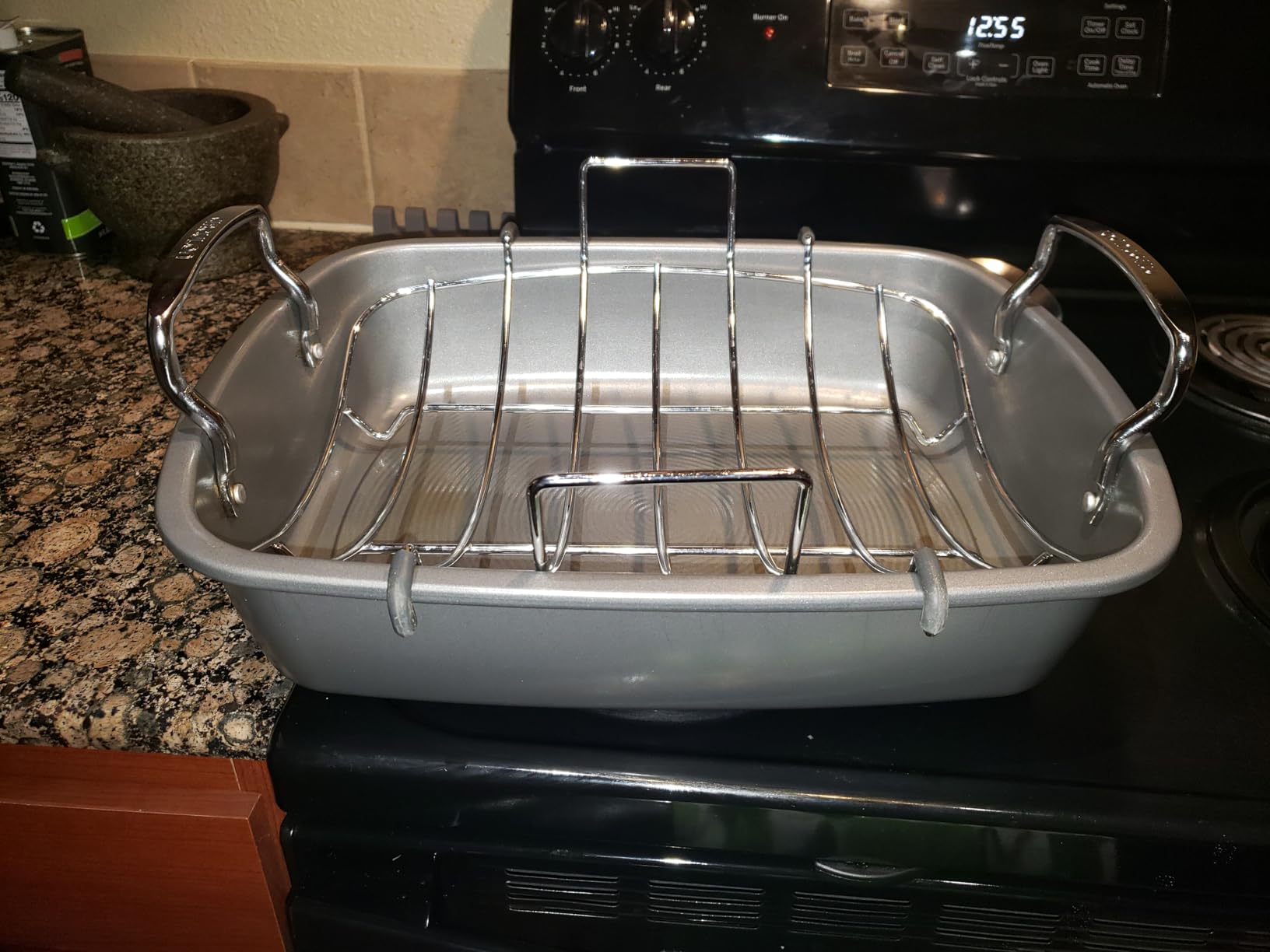 Circulon Total Bakeware Nonstick Roaster, Roasting Pan with Rack, 17-Inch x 13-Inch, Gray customer photo 1