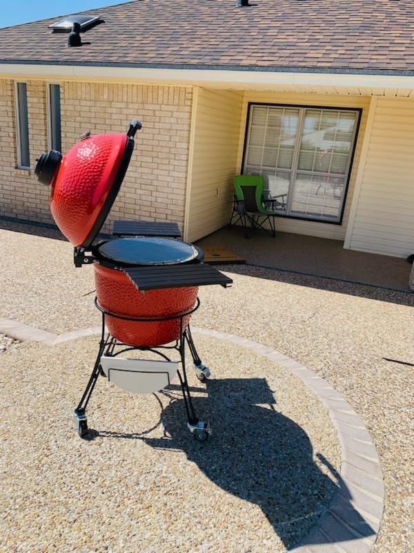 Kamado Joe Classic Joe I Premium 18-inch Ceramic Charcoal Grill and Smoker in Red with Cart, Side Shelves, Grill Gripper, and Ash Tool, 250 Cooking Square Inches, 2 Tier Cooking System, Model KJ23RH customer photo 1