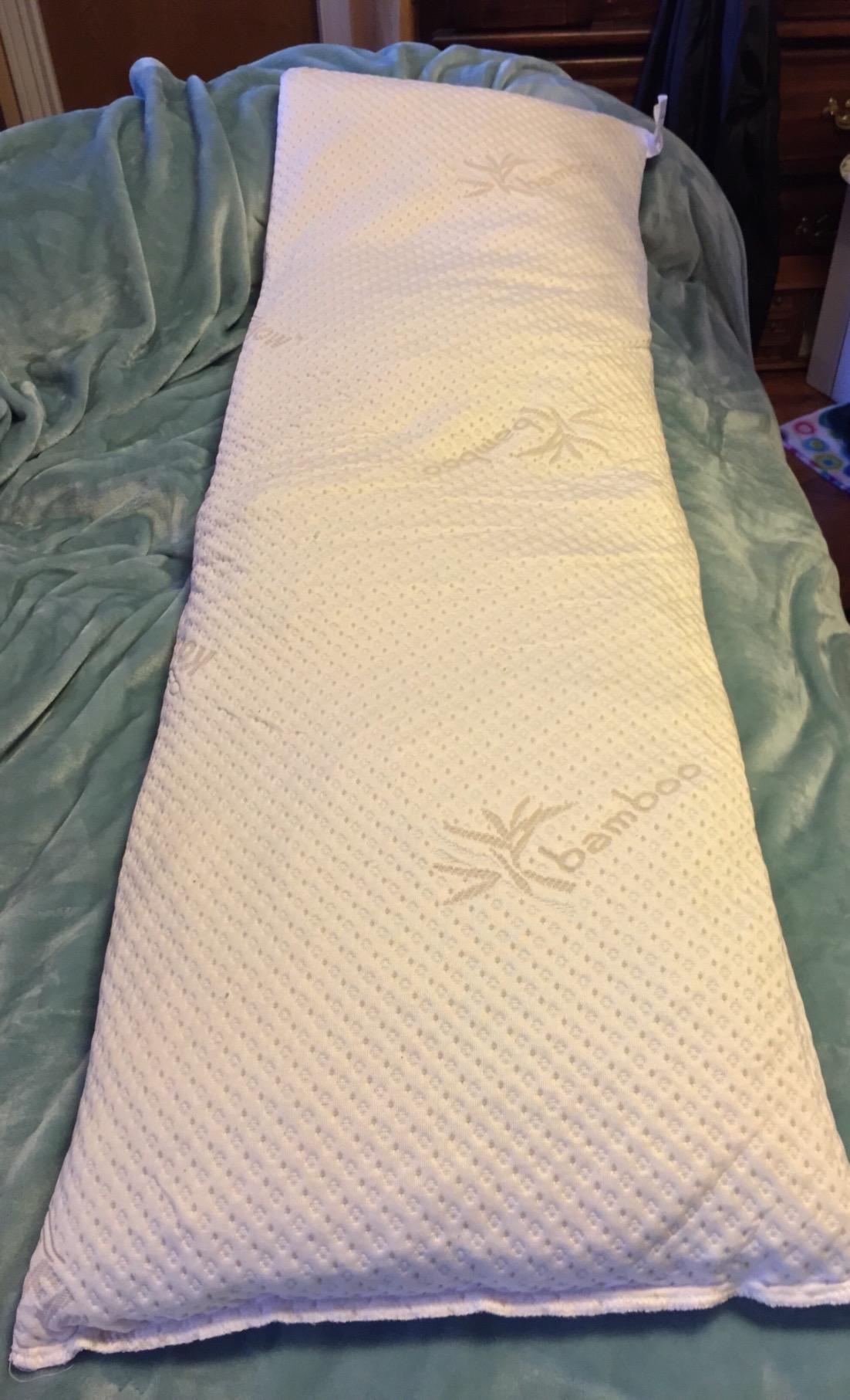 Snuggle-Pedic Body Pillow for Adults - Breathable, Full Body Pillow for Side Sleepers - Shredded Memory Foam Gel - Cooling Long Pillow Supports Legs, Belly & Hips - 20x54 White customer photo 1