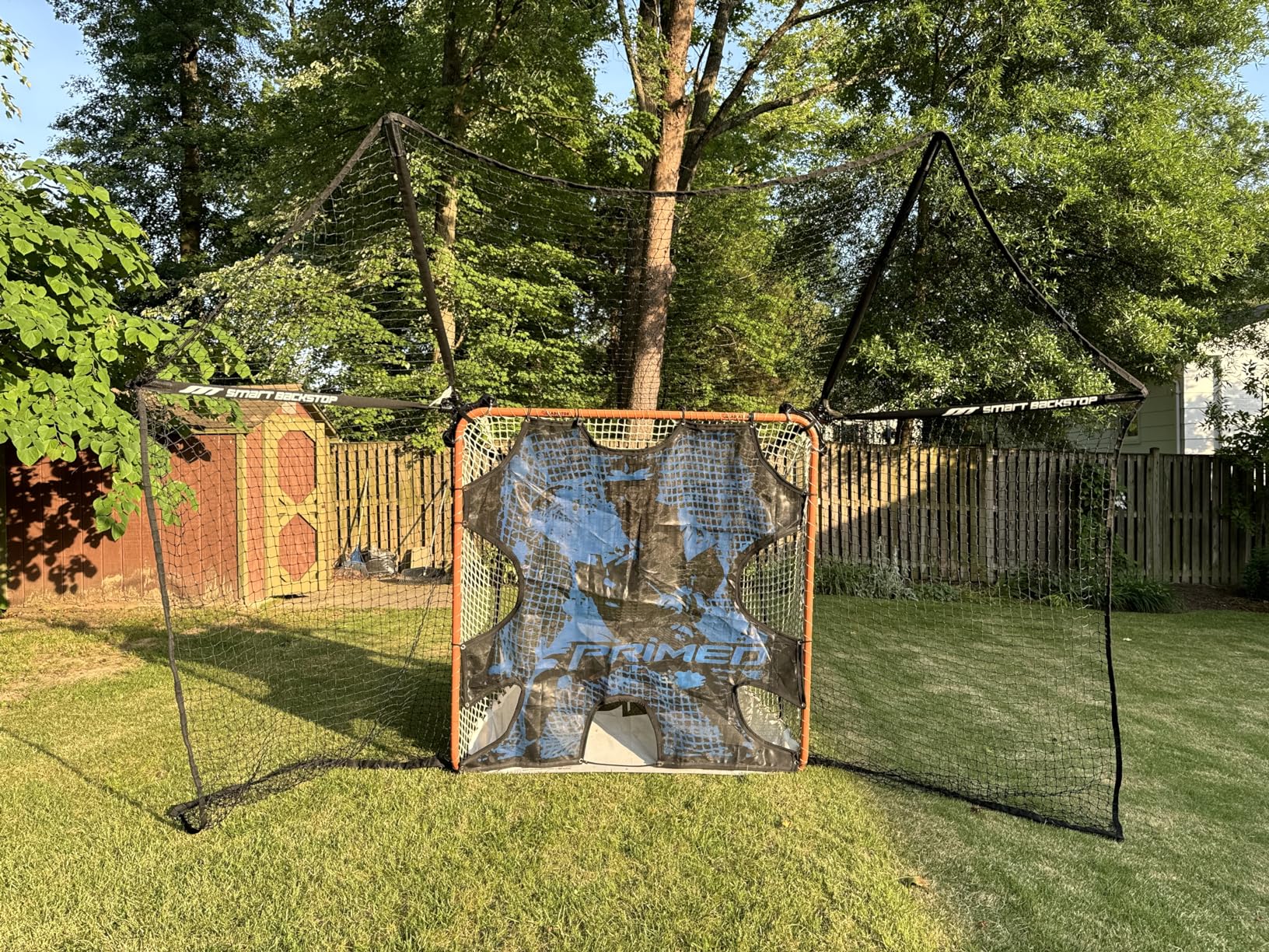 SmartBackstop for Lacrosse, Practice Smart. Attaches Directly to Goal & Folds Away When not in use, 14 x 10 ft of Durable net Coverage, fits All Round & Square Corner Regulation 6 x 6 Goals. customer photo 1