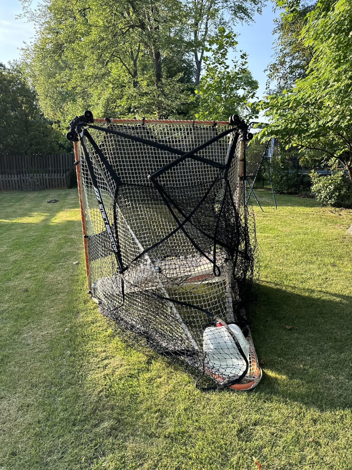 SmartBackstop for Lacrosse, Practice Smart. Attaches Directly to Goal & Folds Away When not in use, 14 x 10 ft of Durable net Coverage, fits All Round & Square Corner Regulation 6 x 6 Goals. customer photo 2