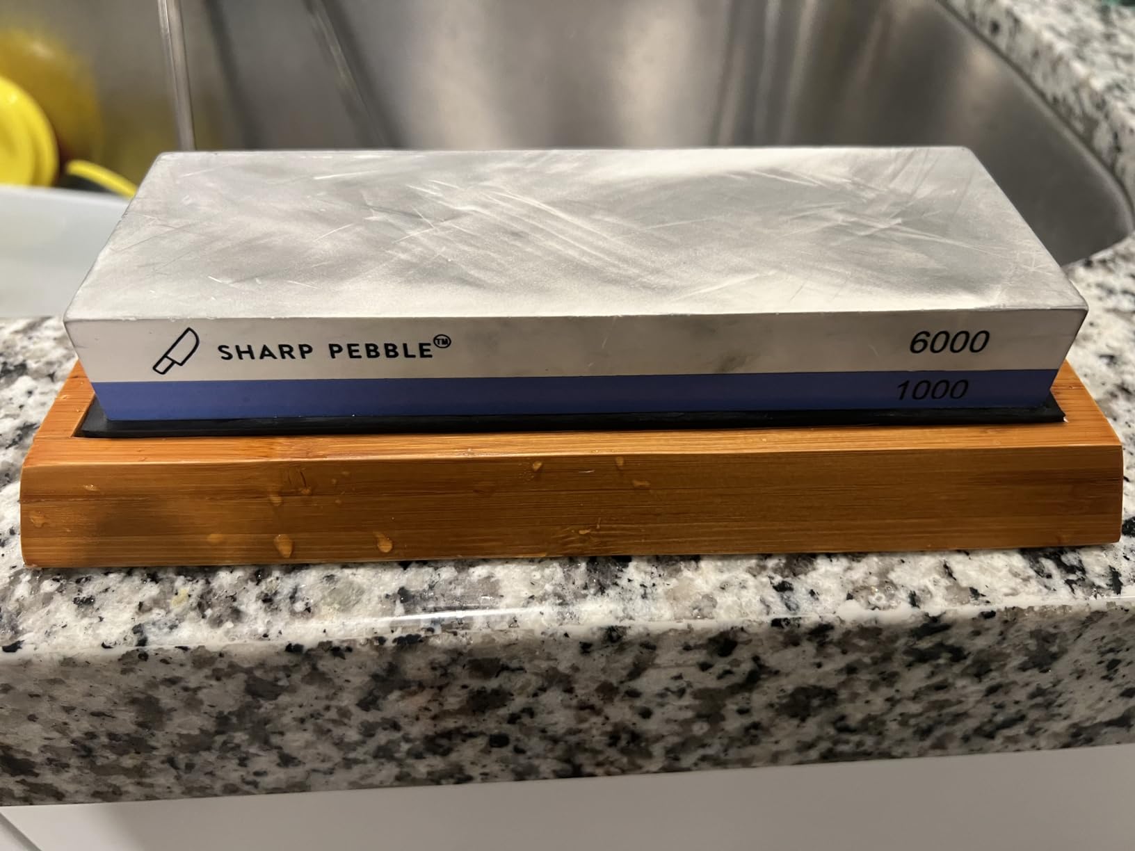 Sharp Pebble Whetstone Knife Sharpener - 1000/6000 Grit Sharpening Stone | Angle Guide for Foolproof Results - Wet Stone Sharpener & Honing Kit with Non-Slip Bamboo Base- Guided Beginner Instructions customer photo 1