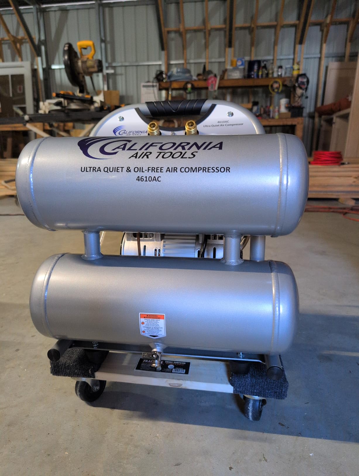 California Air Tools CAT-4610AC Ultra Quiet & Oil-Free 1.0 hp 4.6 gallon Aluminum Twin Tank Electric Portable Air Compressor customer photo 2