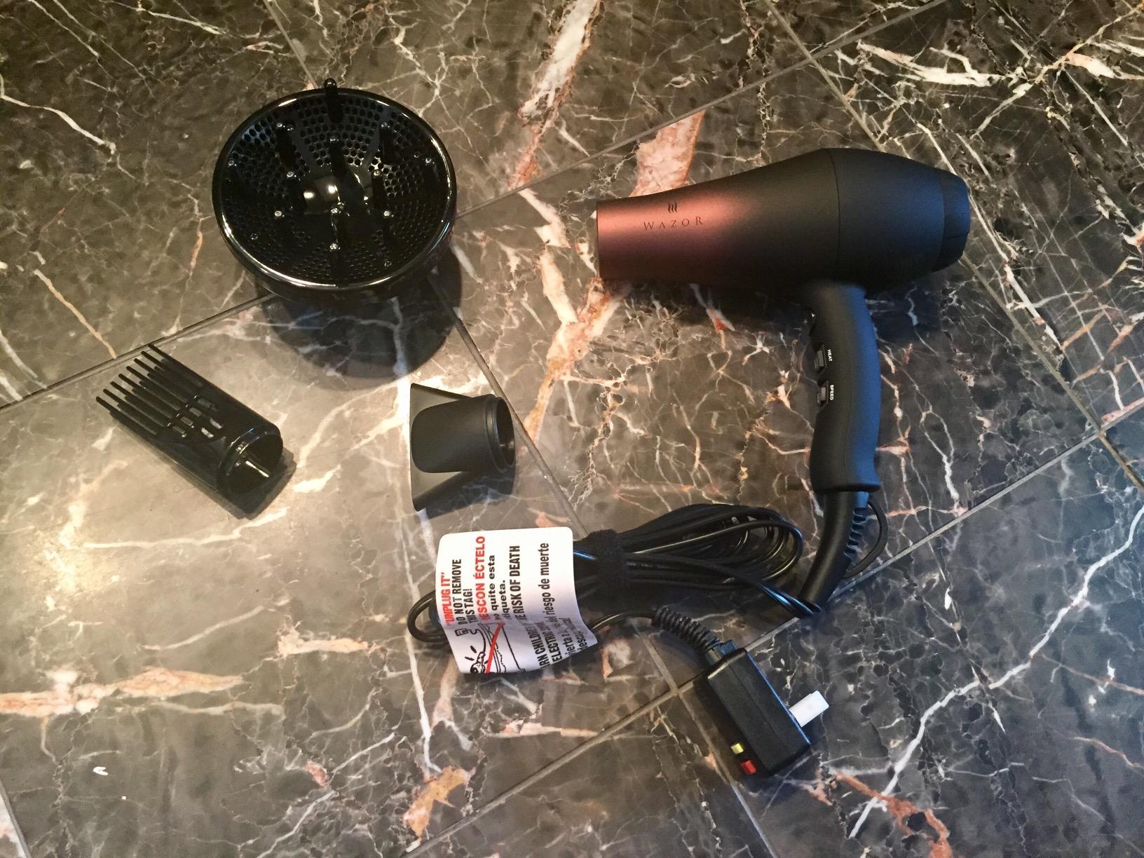 Professional Ionic Hair Dryer with Diffuser, Infrared Salon Grade Blow Dryer with Comb Attachment, 1875W Powerful Quiet Hair Blow Dryer, Tourmaline Ceramic Hairdryer with Nozzle, Black customer photo 2