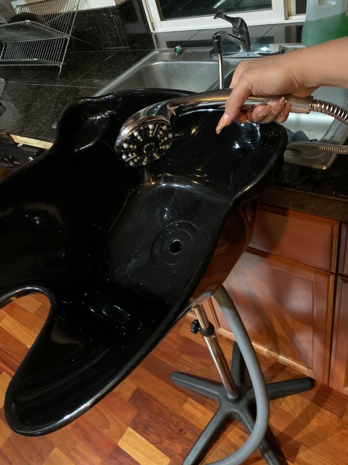 Height Adjustable Portable Salon Deep Shampoo Basin Sink Hair Treatment Bowl with Drain Hose Black customer photo 1