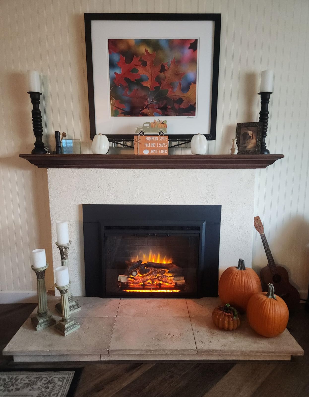 PuraFlame Western Electric Fireplace Insert with Fire Crackling Sound, Remote Control, 750/1500W, Black, 33 1/16 Inches Wide, 25 9/16 Inches High customer photo 1