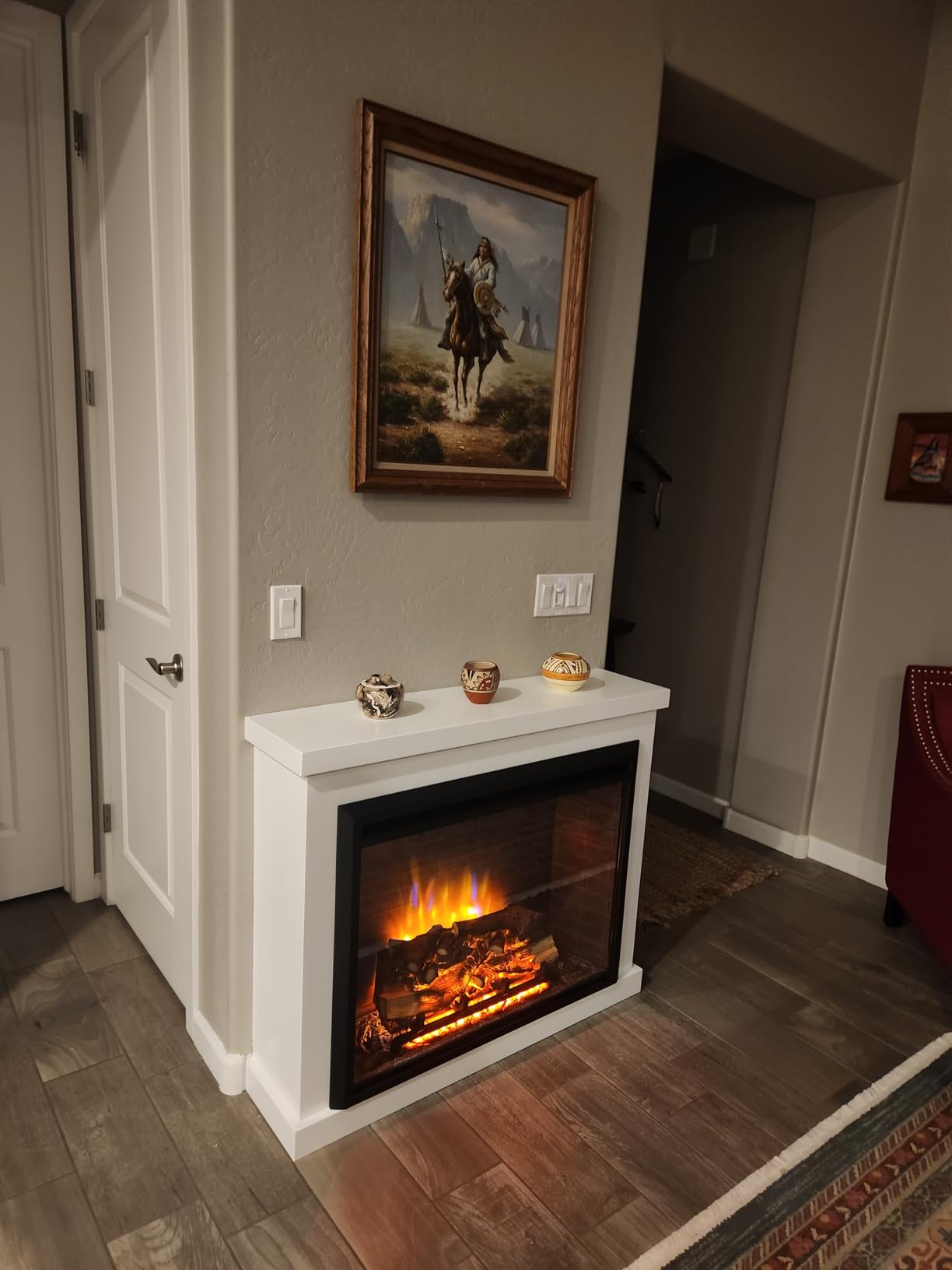 PuraFlame Western Electric Fireplace Insert with Fire Crackling Sound, Remote Control, 750/1500W, Black, 33 1/16 Inches Wide, 25 9/16 Inches High customer photo 2