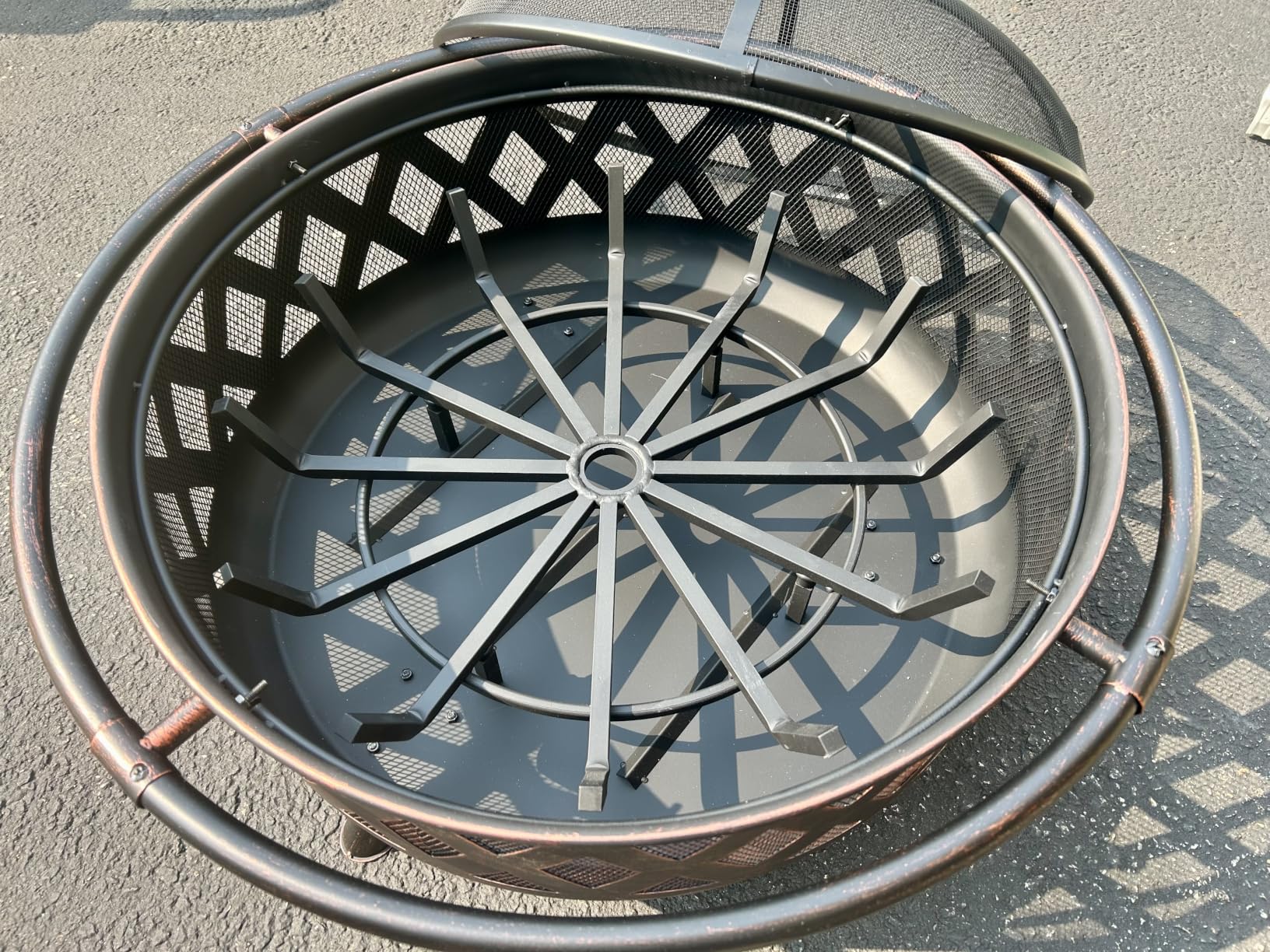 Sunnydaze Crossweave Large Outdoor Fire Pit, Wood Burning, Round, 36