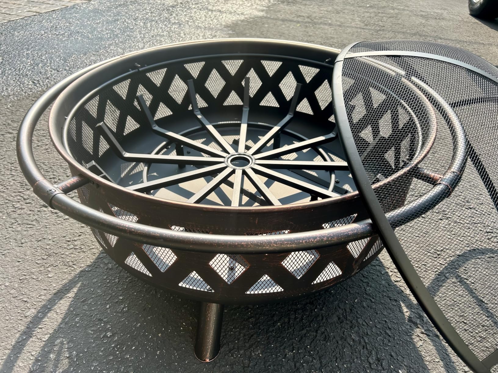 Sunnydaze Crossweave Large Outdoor Fire Pit, Wood Burning, Round, 36