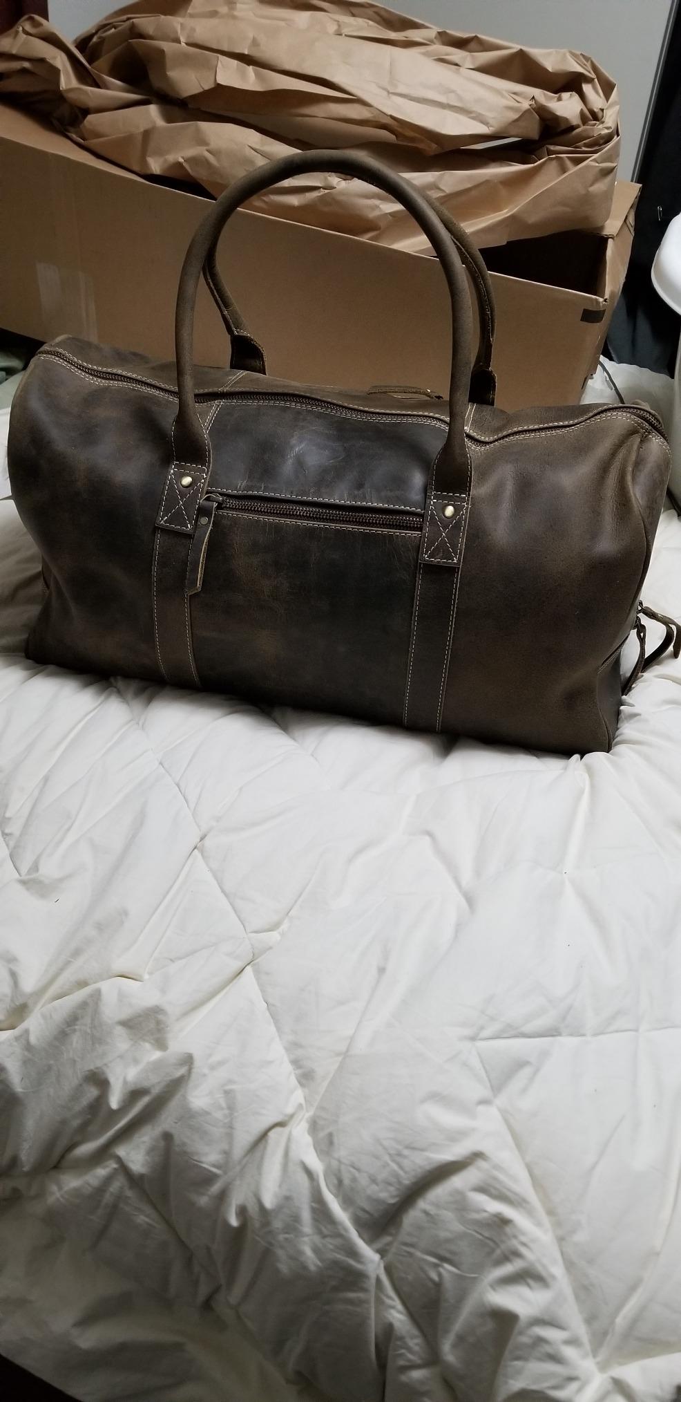 Leather Travel Duffle Bags for Men and Women cabin friendly Weekend Bag Sports Gym airplane carry on overnight duffel customer photo 1